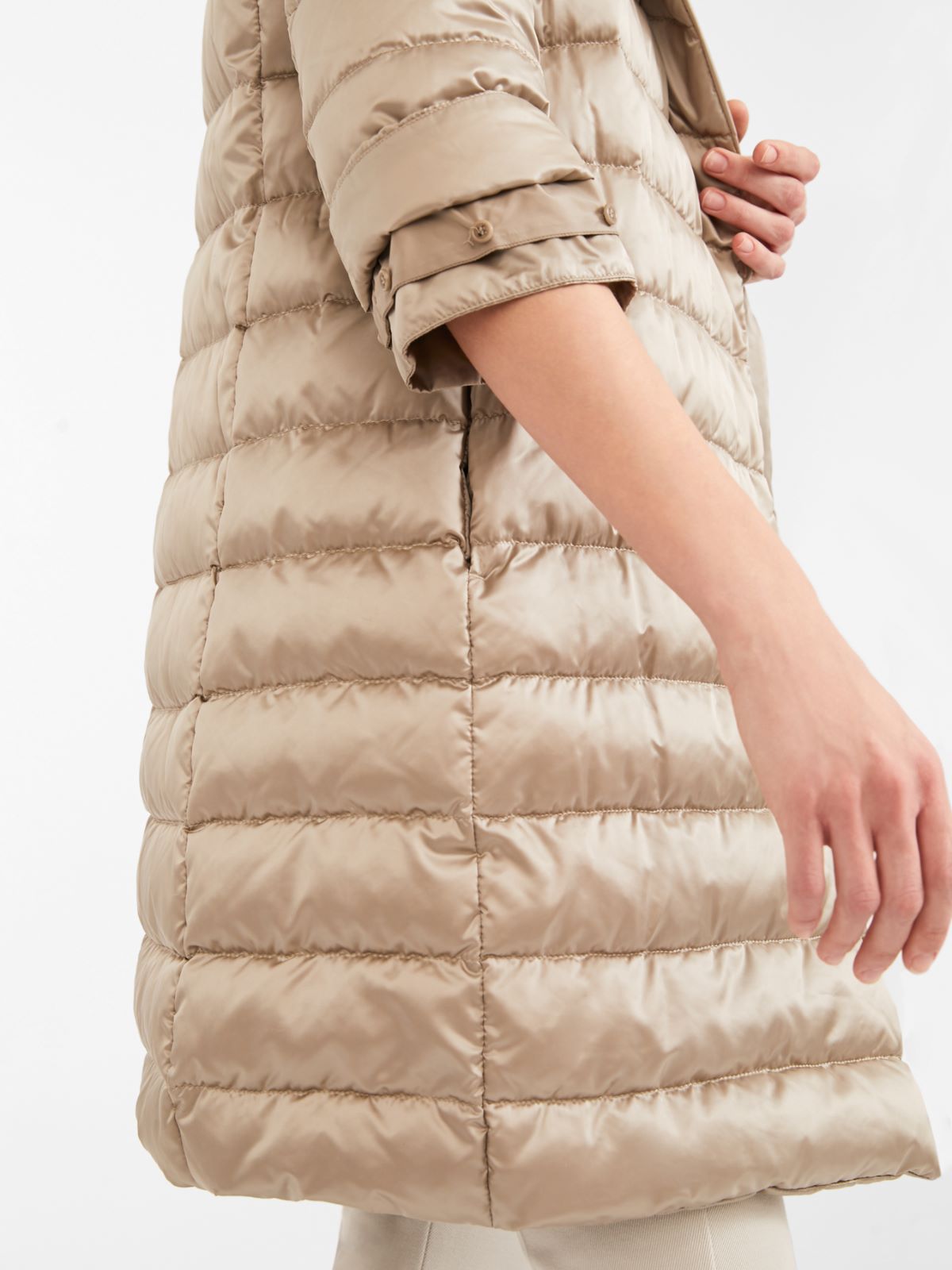 Reversible robe coat in water-resistant satin - BEIGE - Max Mara - 4