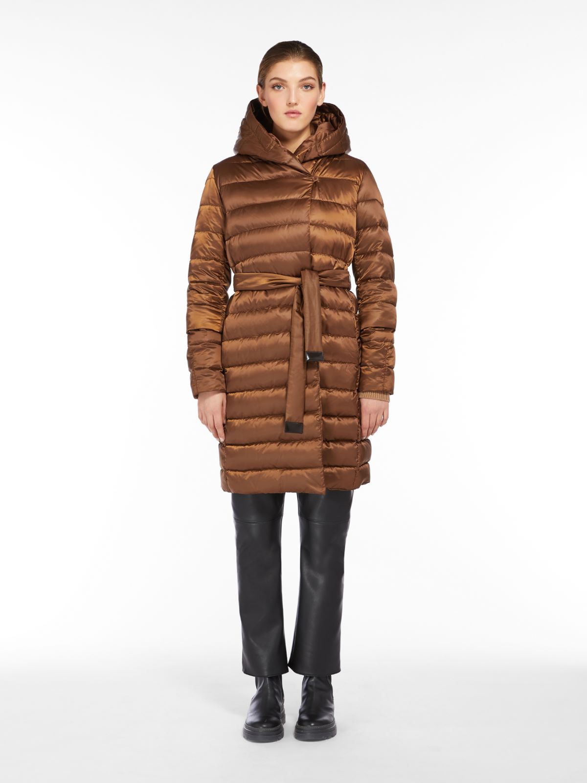 Reversible robe coat in water-resistant satin - TOBACCO - Max Mara - 2