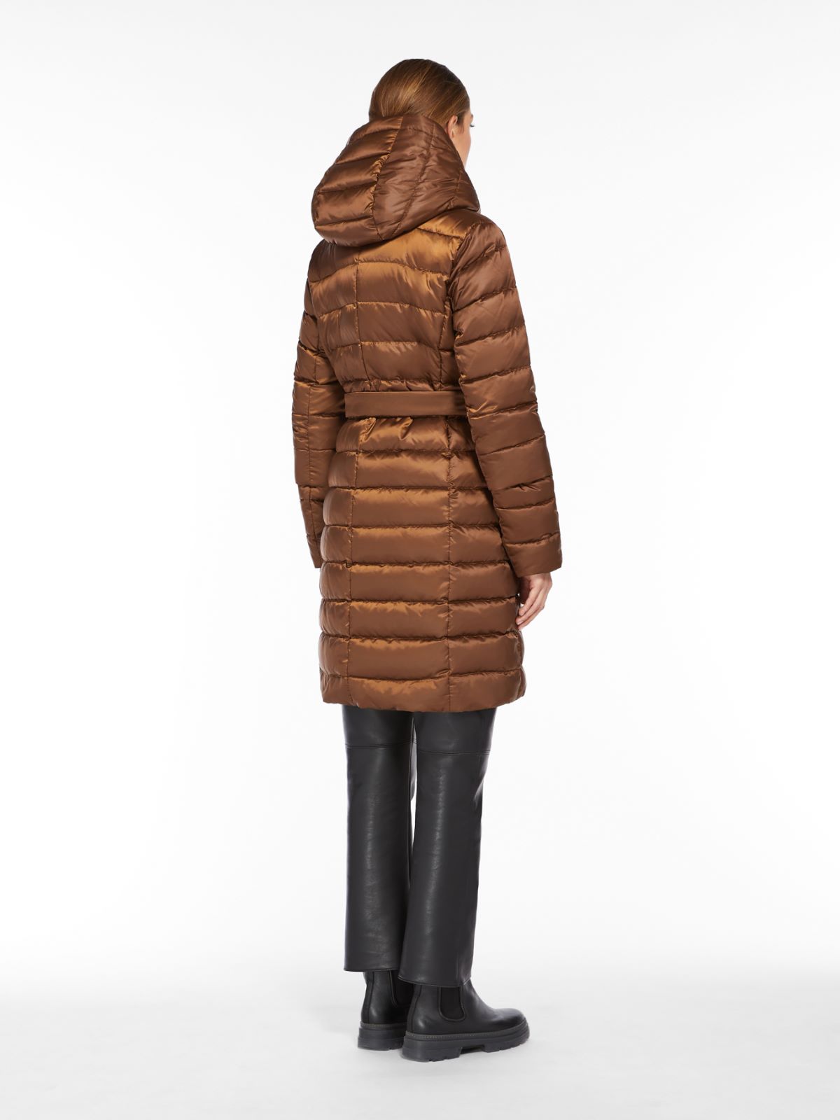Reversible robe coat in water-resistant satin - TOBACCO - Max Mara - 3