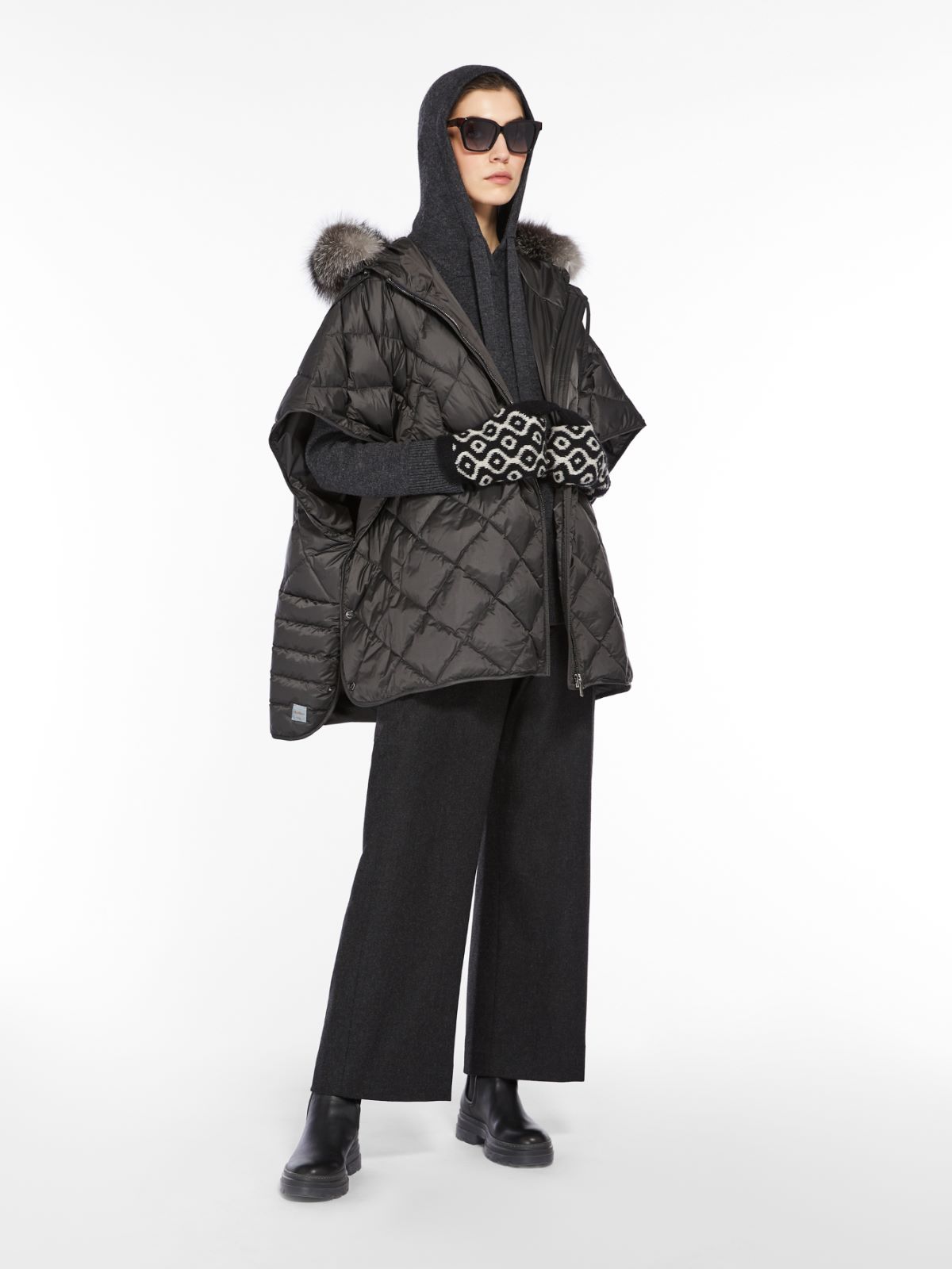 Water-repellent canvas cape - DARK GREY - Max Mara
