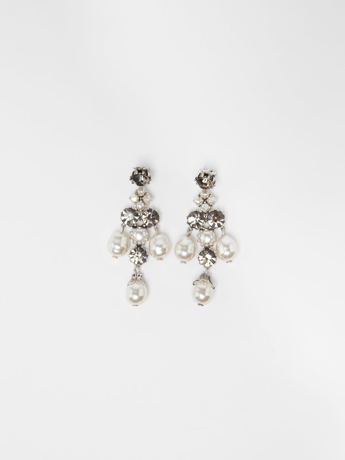 Pearl and rhinestone earrings - MEDIUM GREY - Max Mara