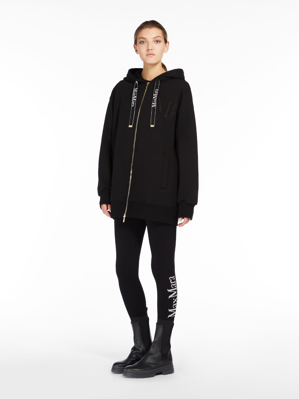 Cotton jersey sweatshirt - BLACK - Max Mara