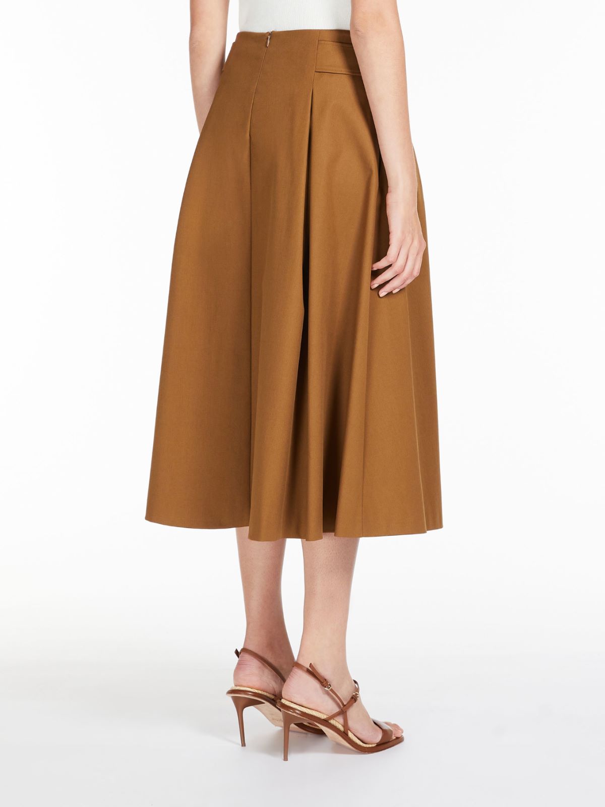 Cotton gabardine wide skirt - BRONZE - Max Mara - 3