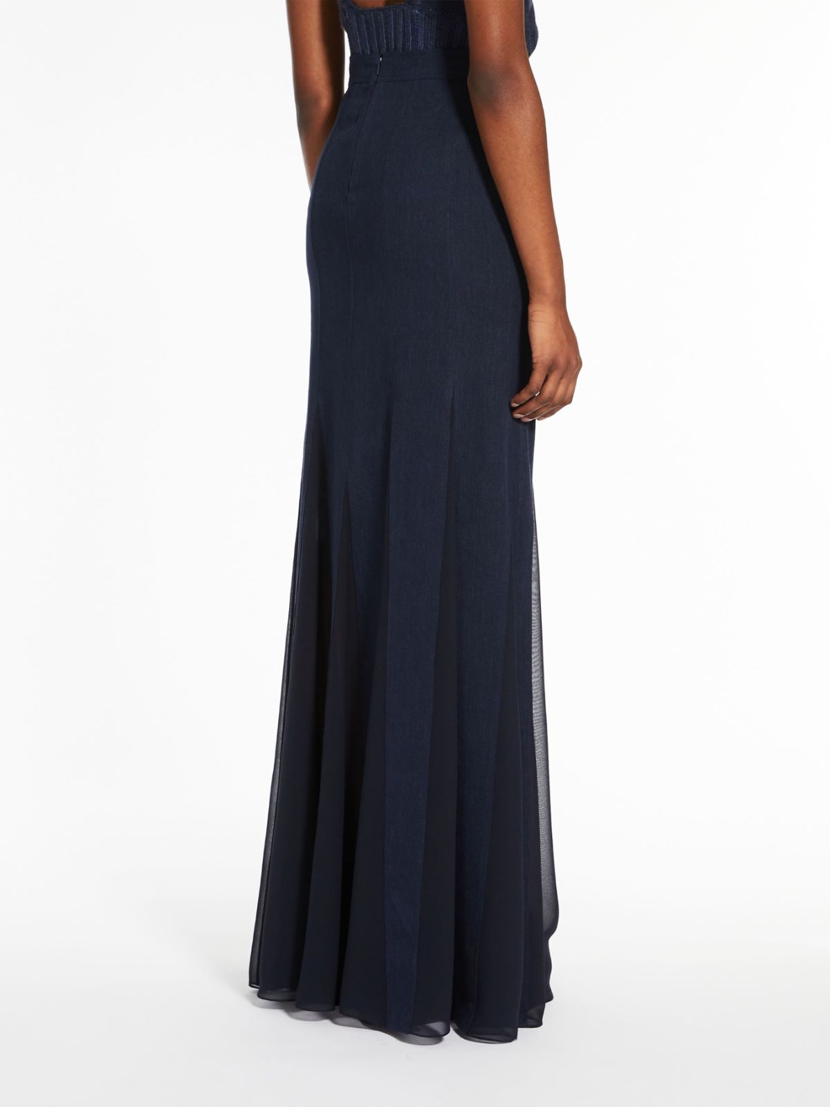 Silk georgette skirt - NAVY - Max Mara - 3