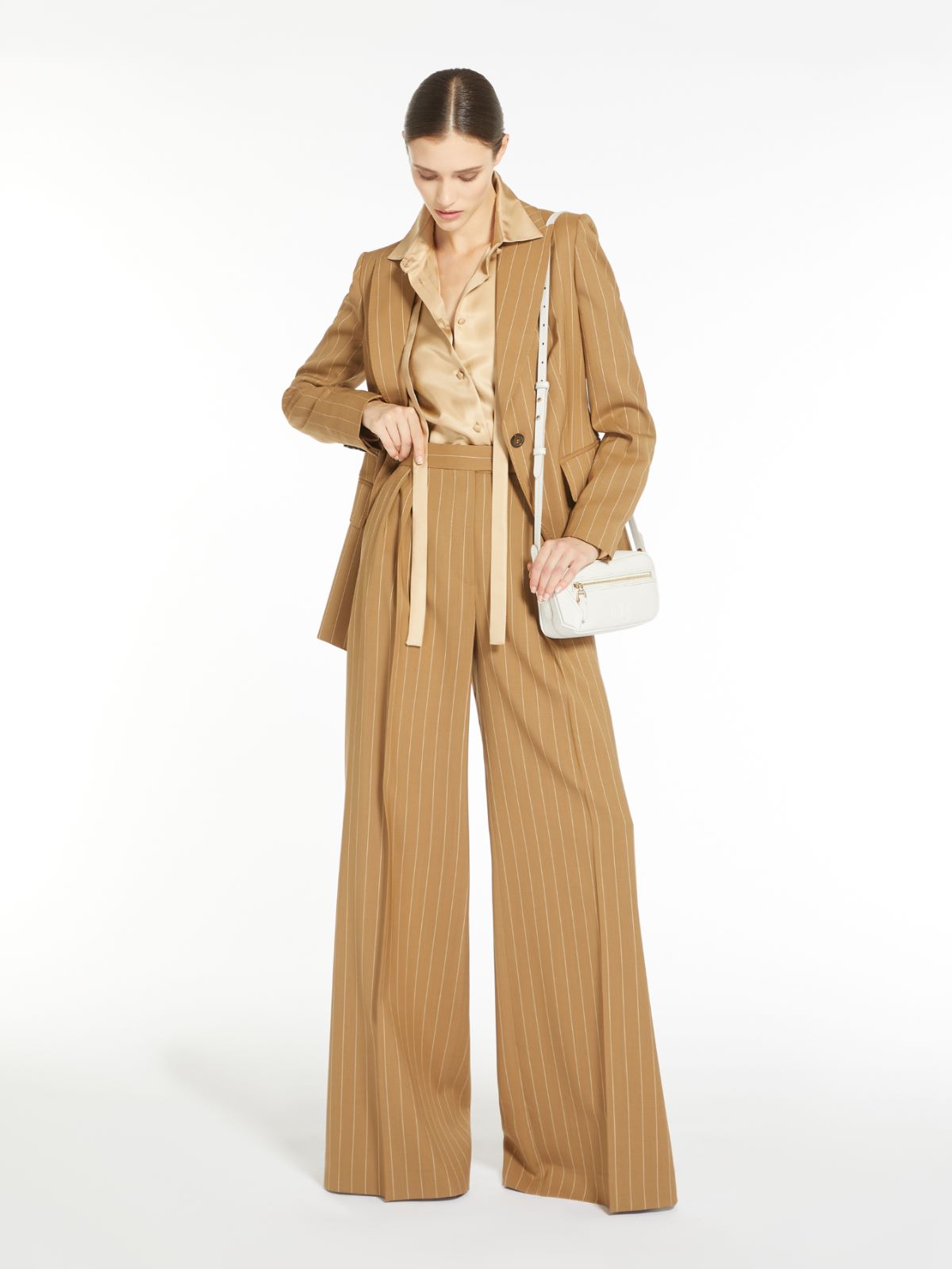 Wool and silk canvas trousers - TOBACCO - Max Mara