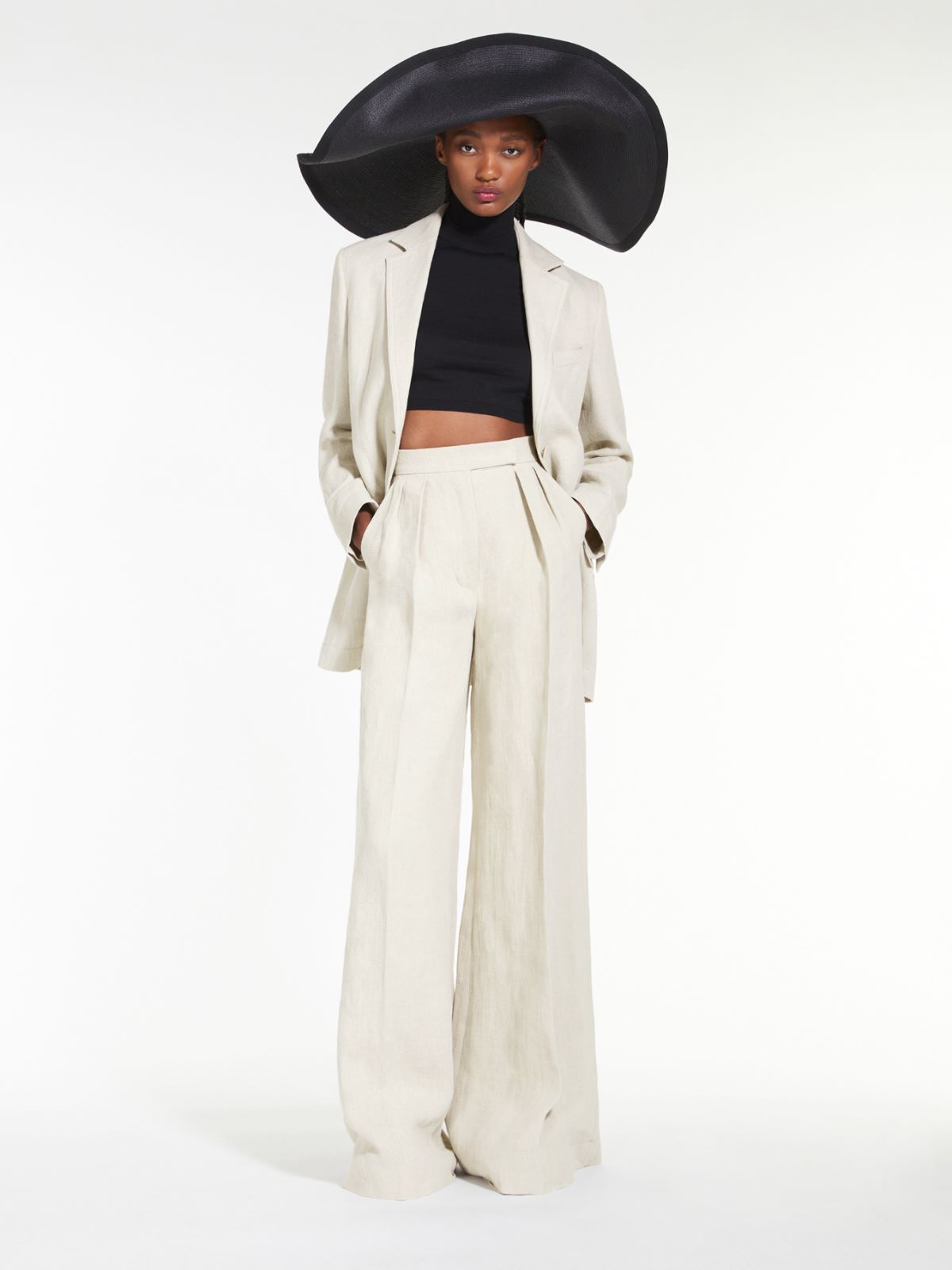 Linen trousers with darts - SAND - Max Mara