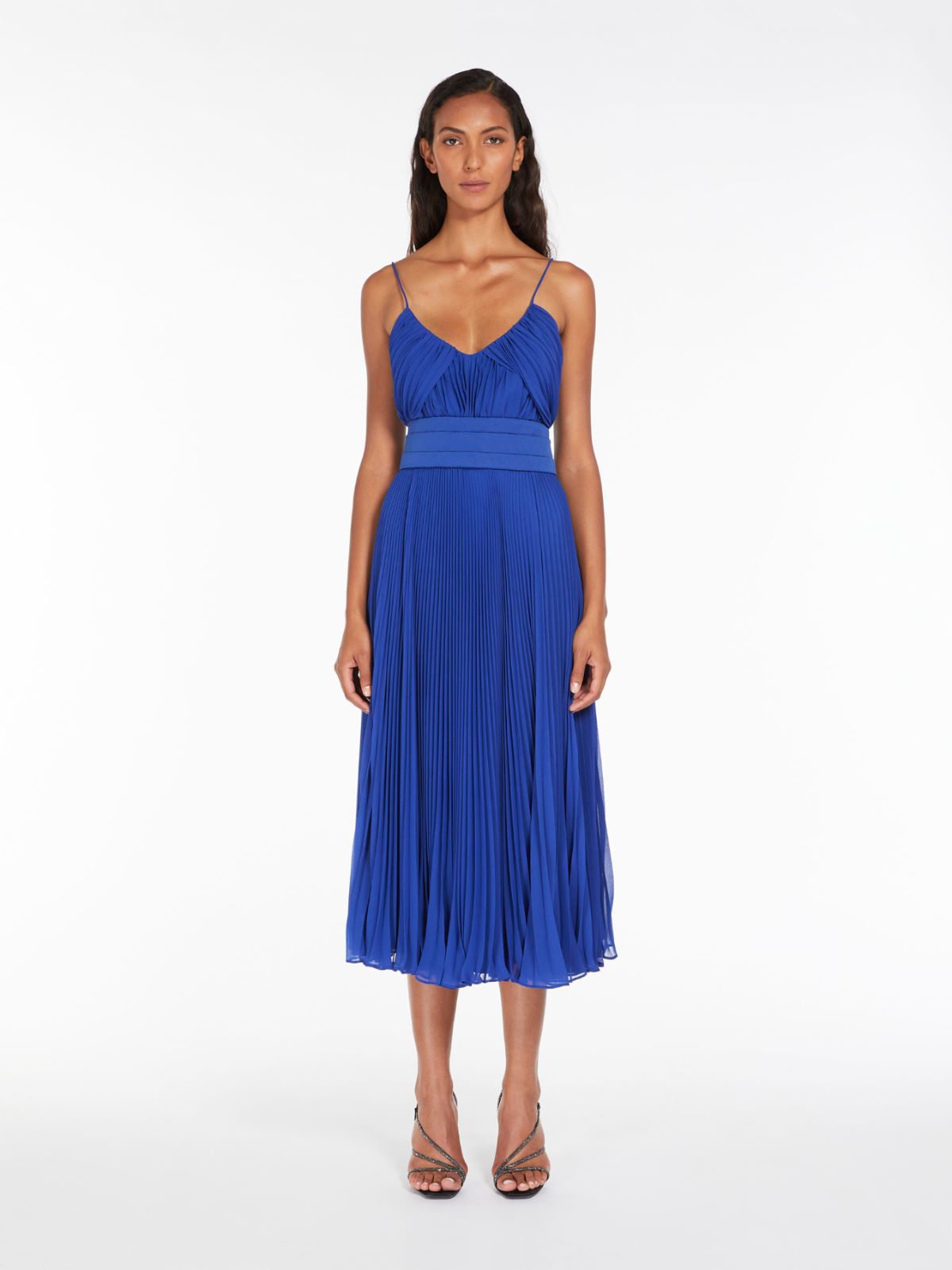 Robe smoking en tissu plissé - BLEUET - Max Mara - 2