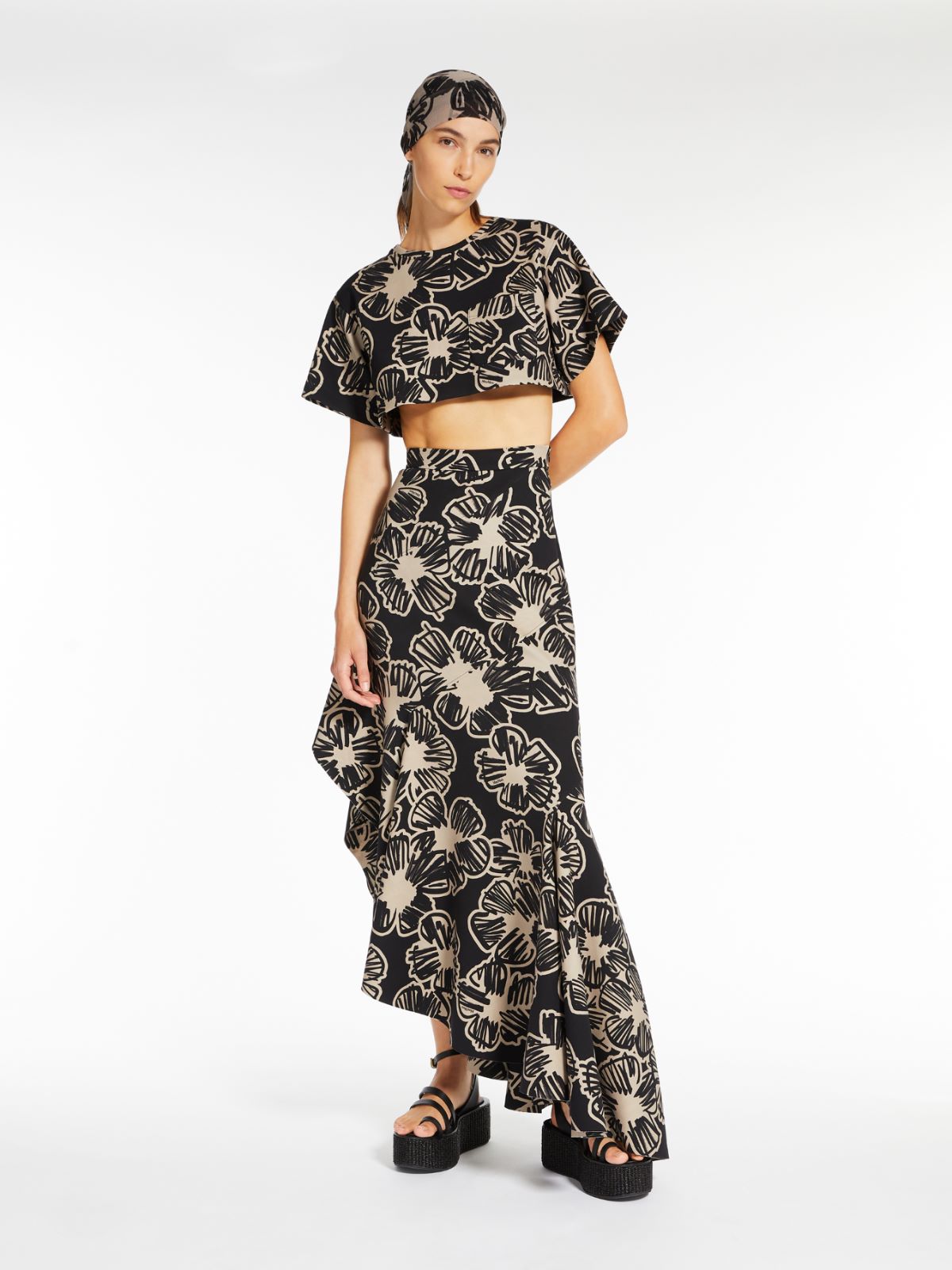 Printed-jersey oversized T-shirt - BLACK - Max Mara