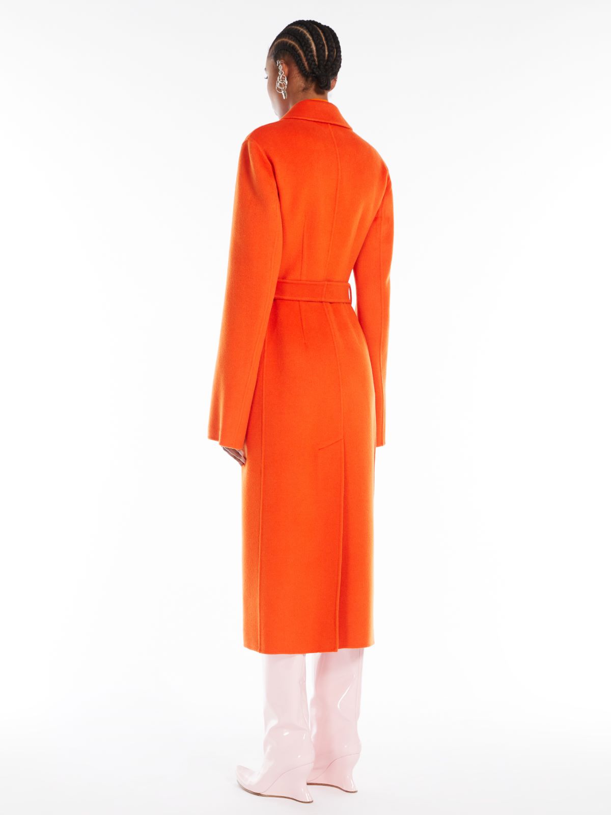 Wool and cashmere wrap coat - TANGERINE - Max Mara - 3