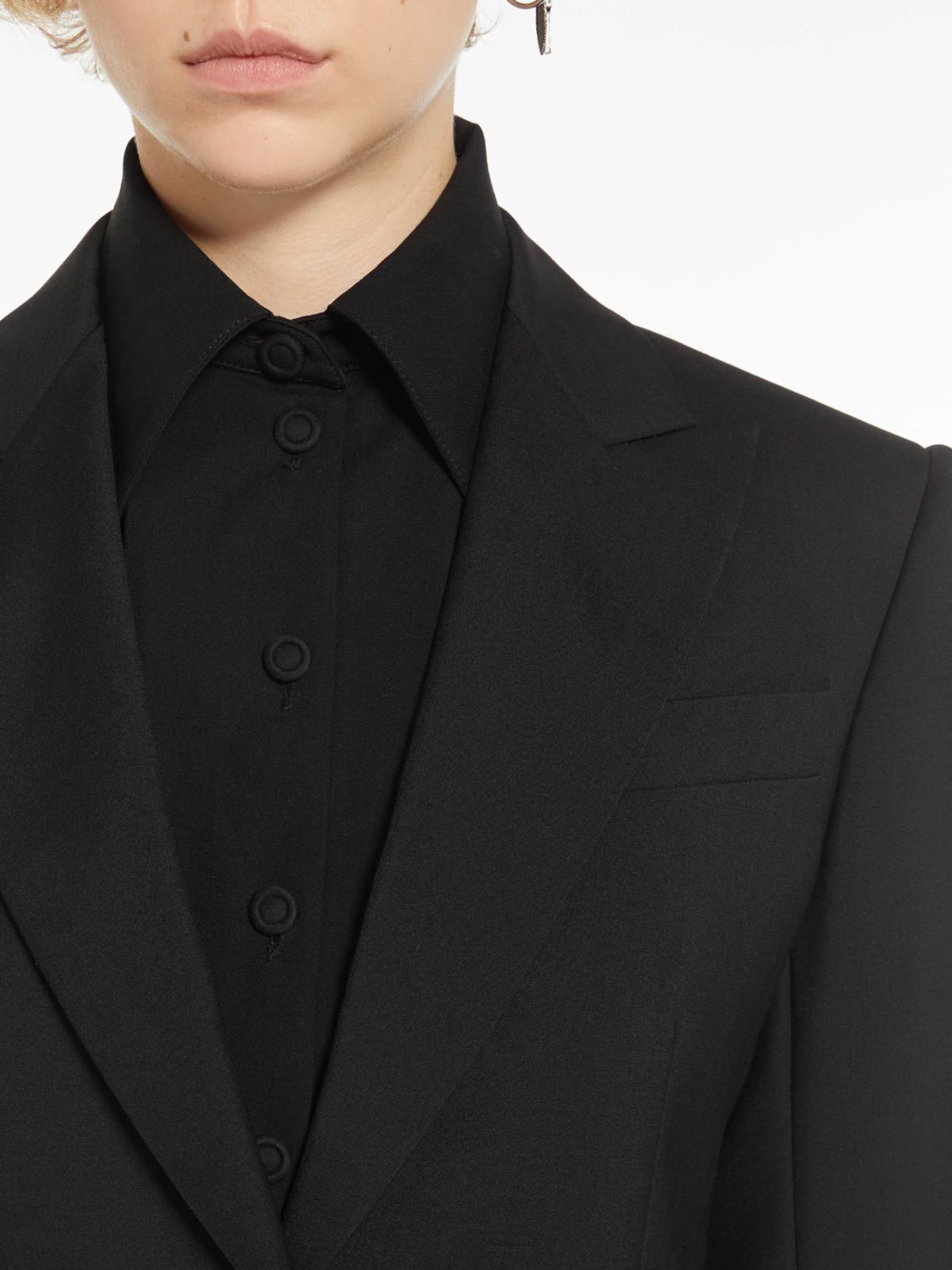 Long stretch wool blazer - BLACK - Max Mara - 4