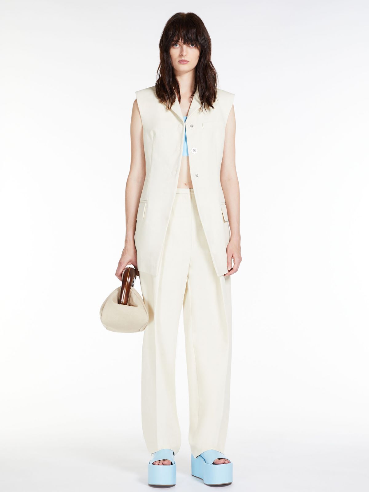 Long canvas gilet - IVORY - Max Mara