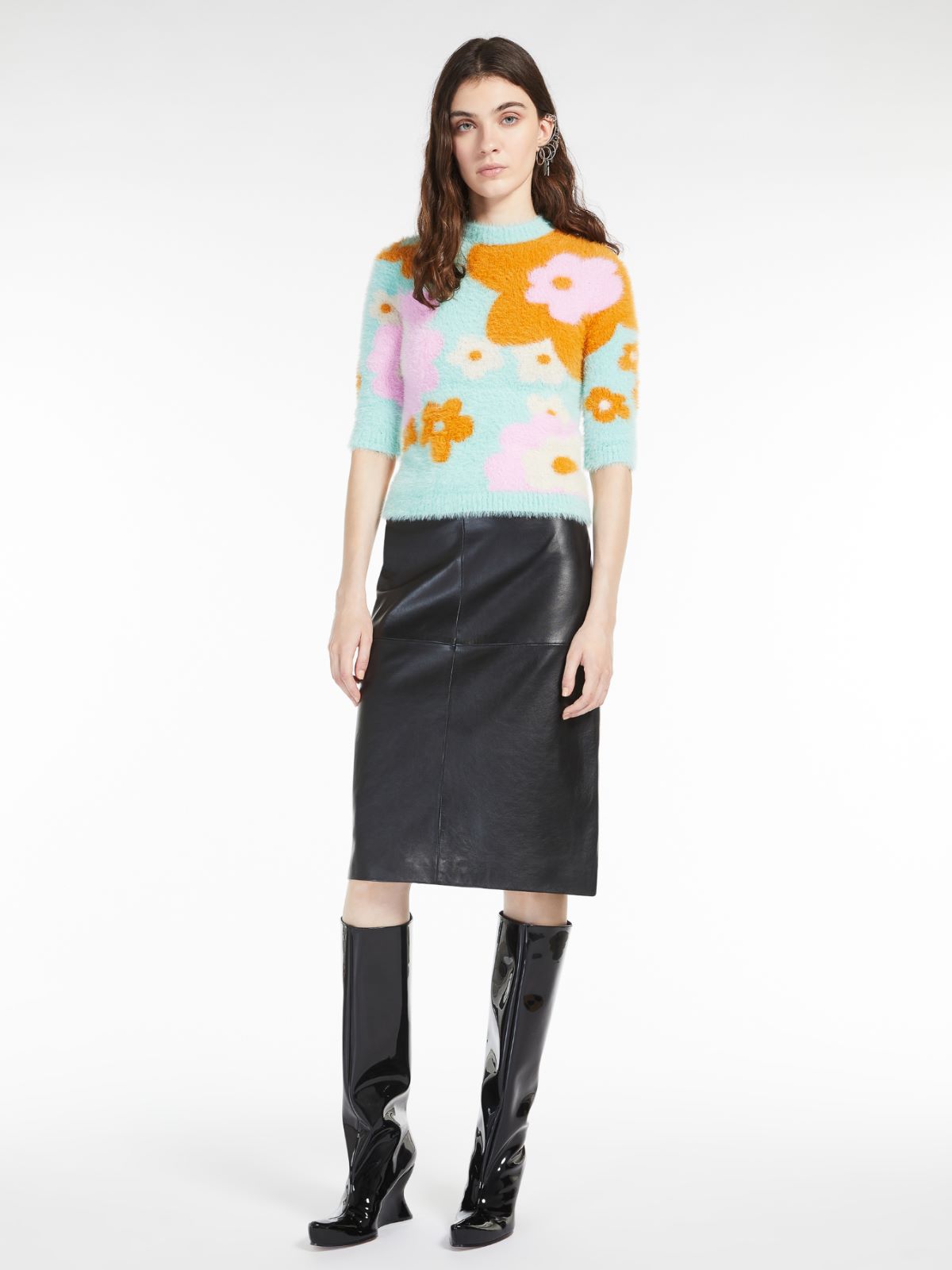 Sweater with floral inlay - GREEN - Max Mara