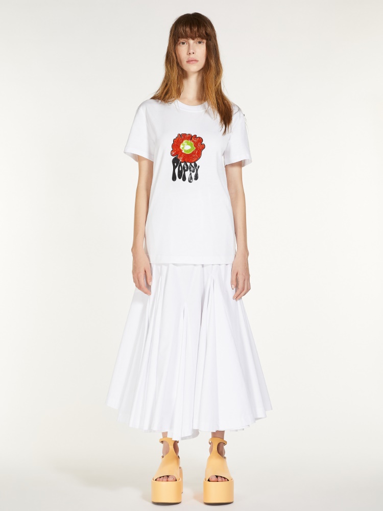 T-shirt with embroidery and sequins - WHITE - Max Mara
