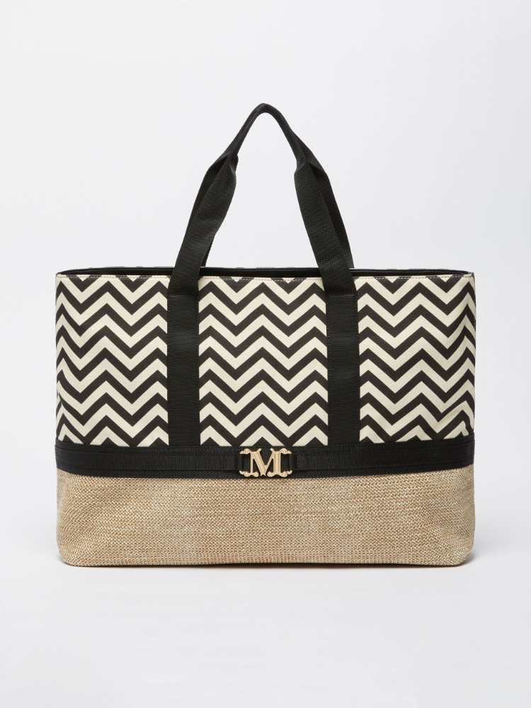 Printed canvas shopper bag - BLACK - Max Mara