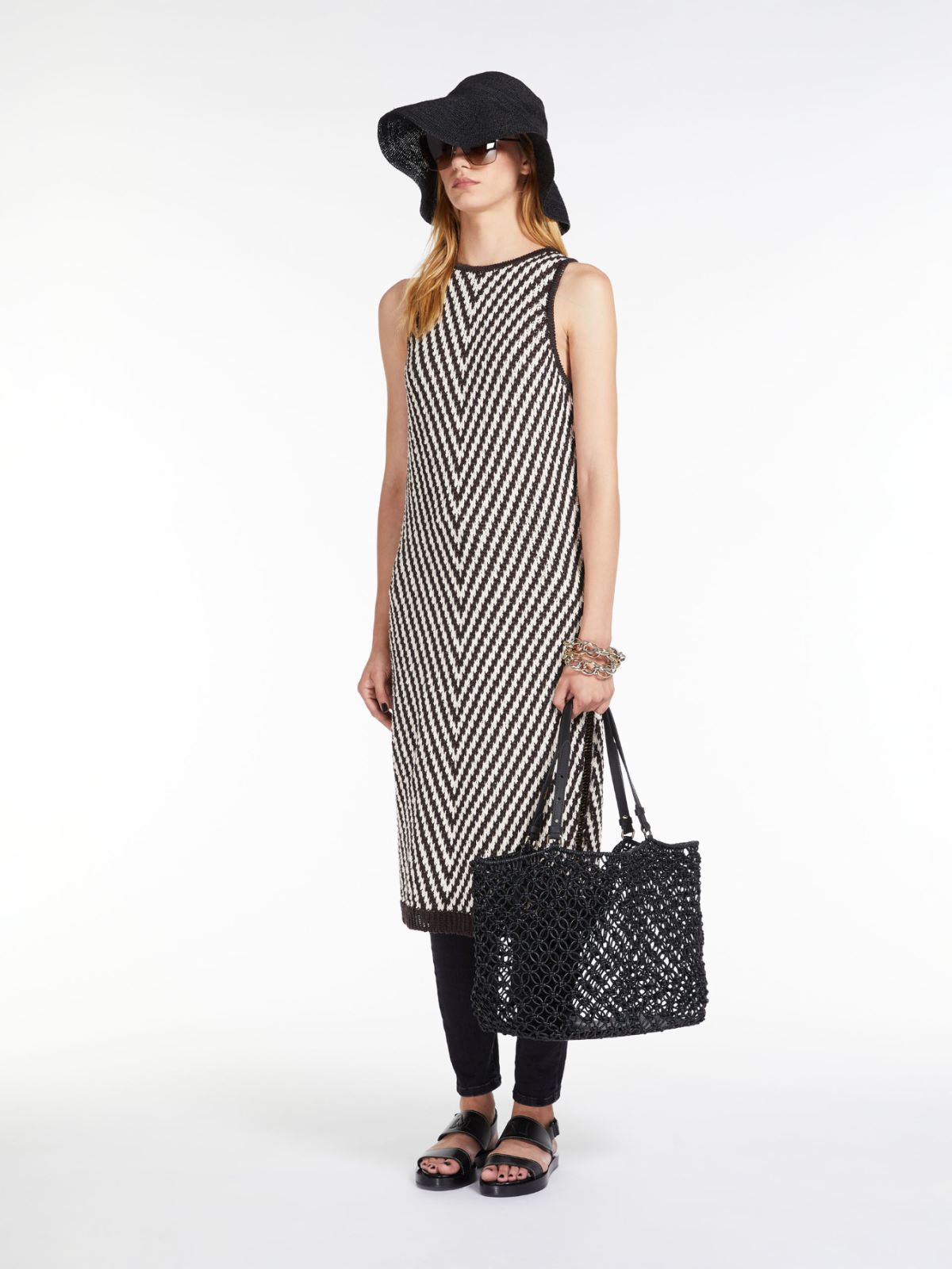 Shopper bag in woven cotton cord - BLACK - Max Mara