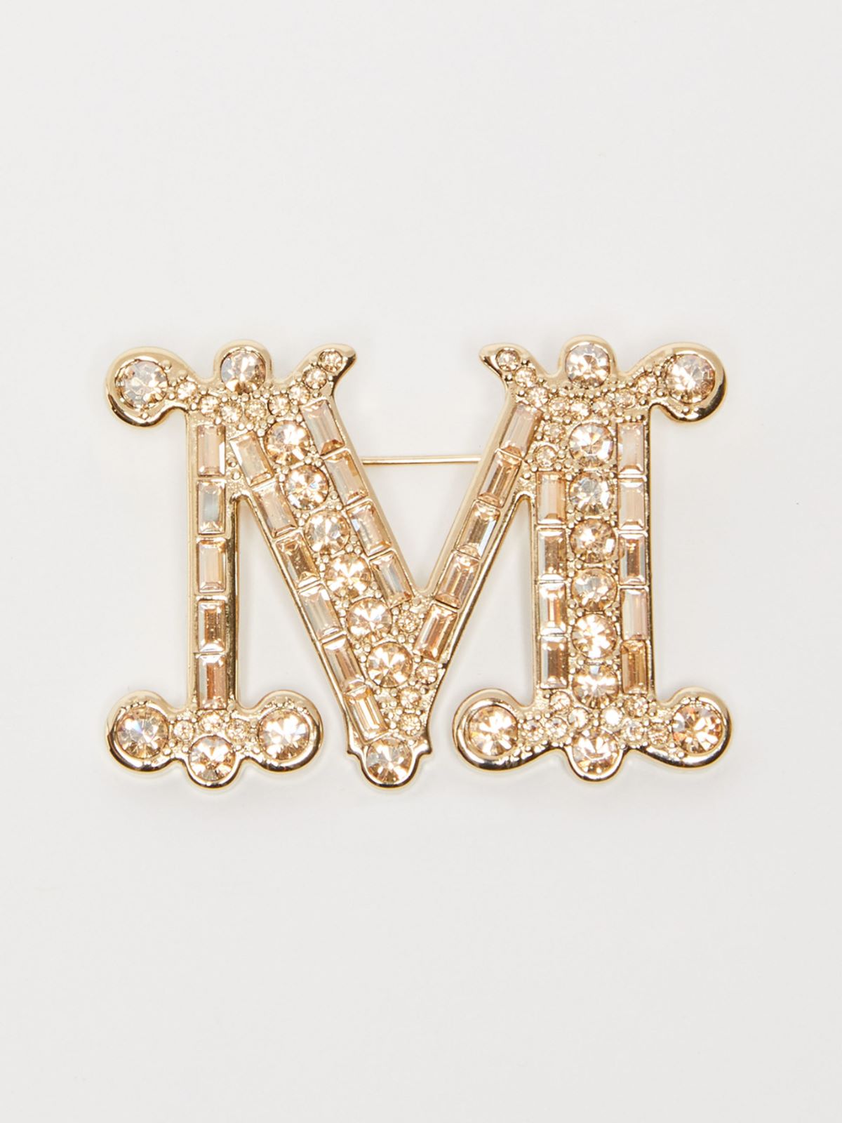 Monogram brooch with rhinestones - BEIGE - Max Mara