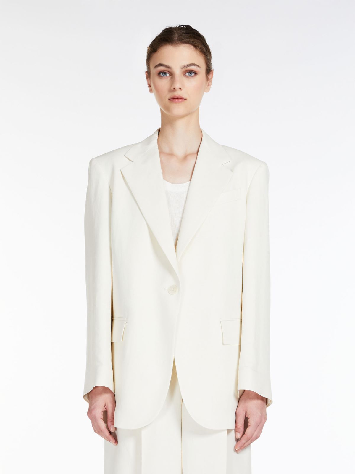 Viscose and linen blazer - IVORY - Max Mara - 2