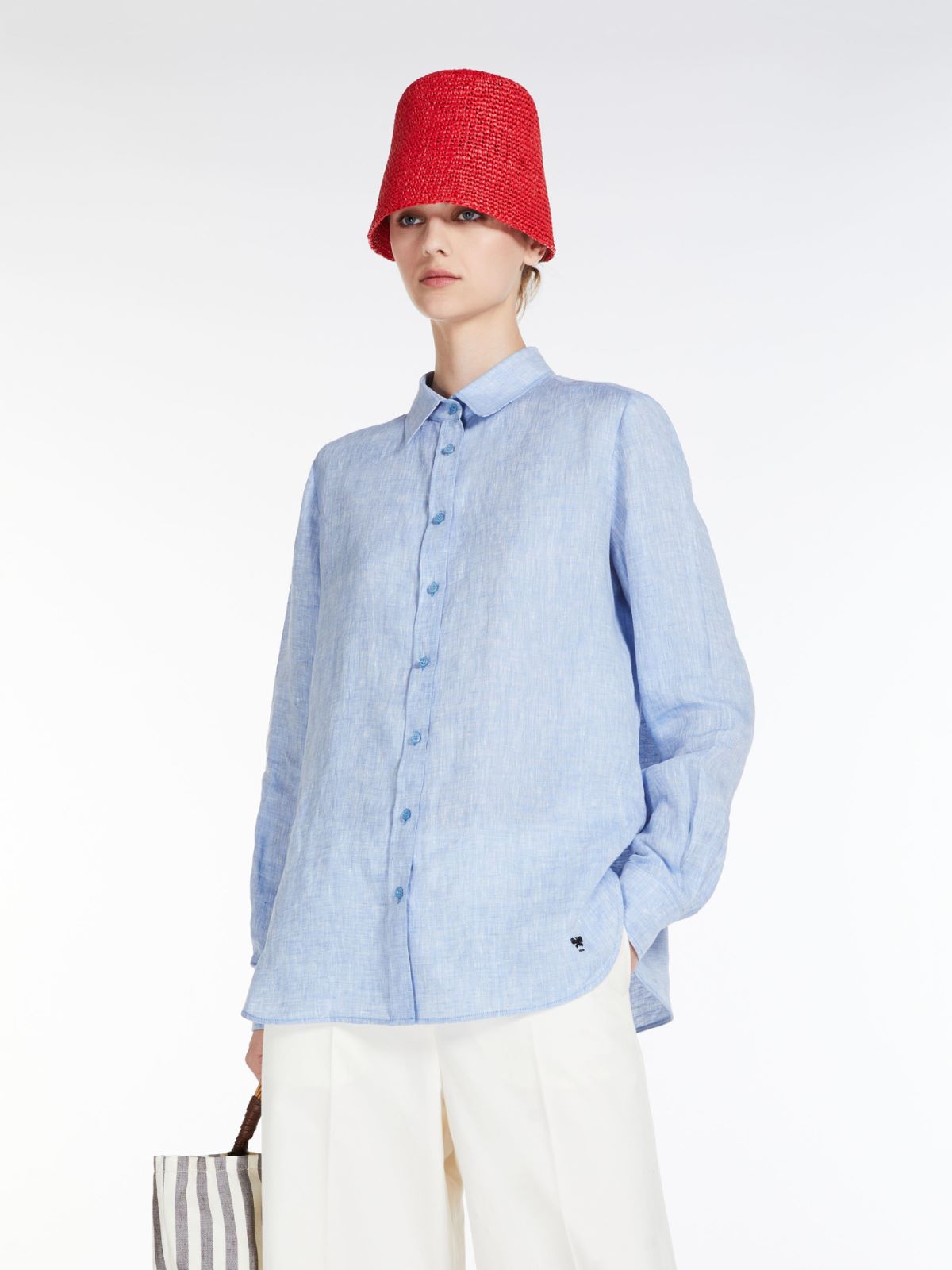 Camicia in tela di lino - AZZURRO - Max Mara - 4