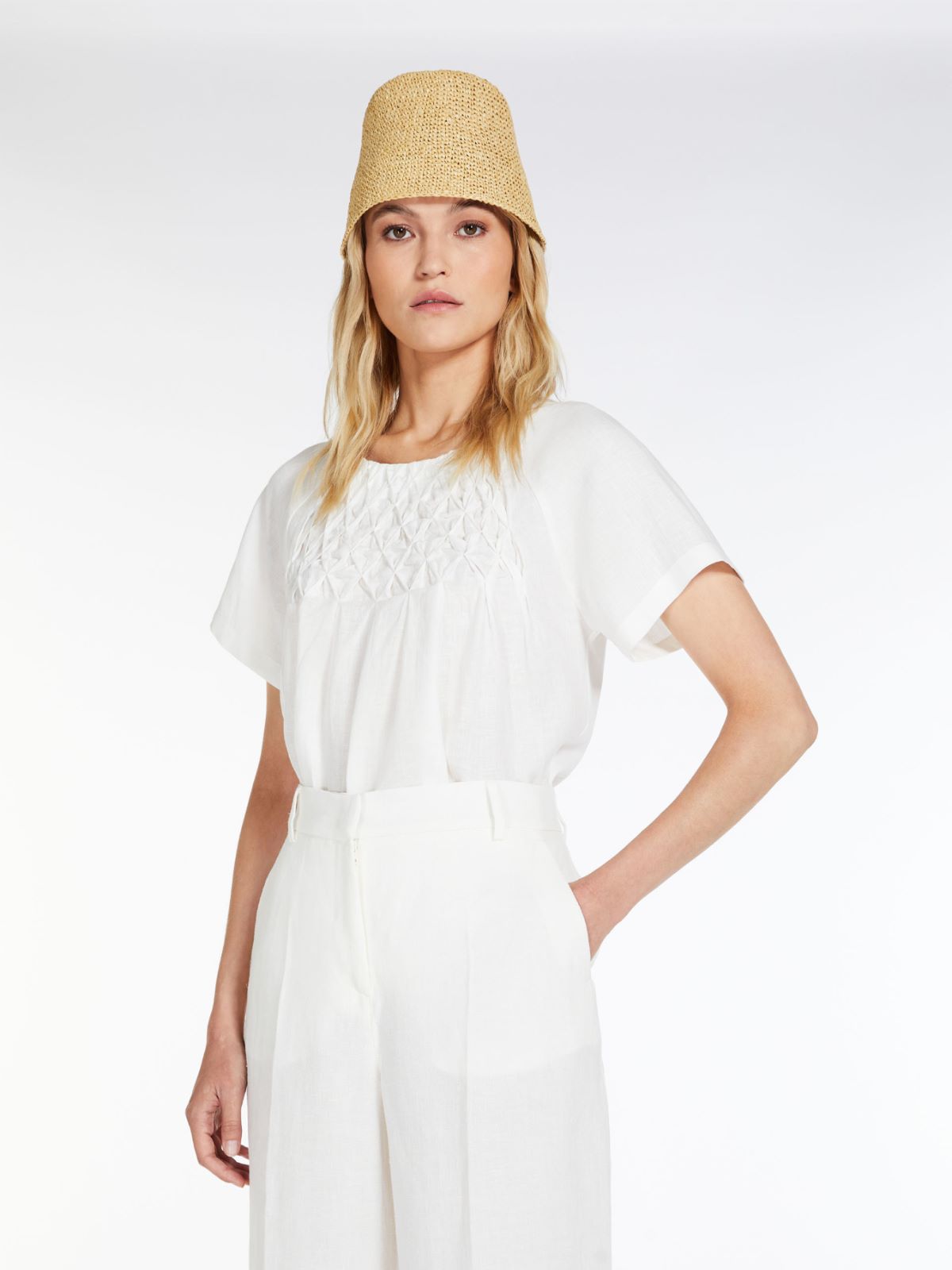 Linen and cotton blouse - WHITE - Max Mara - 4