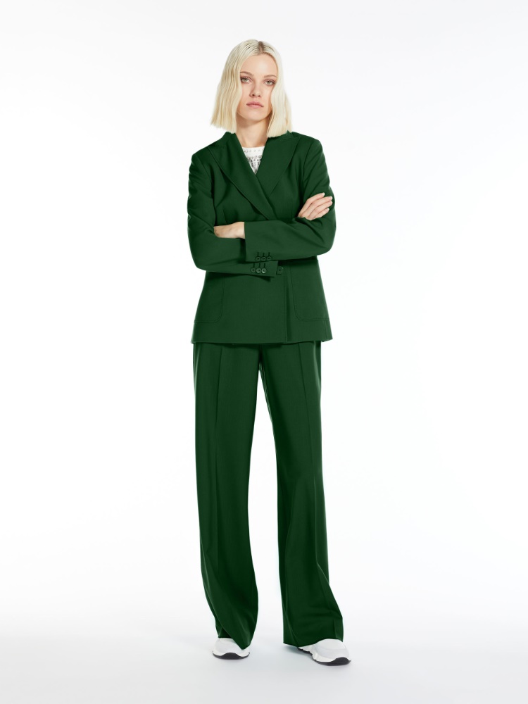 Wool canvas trousers - GREEN - Max Mara