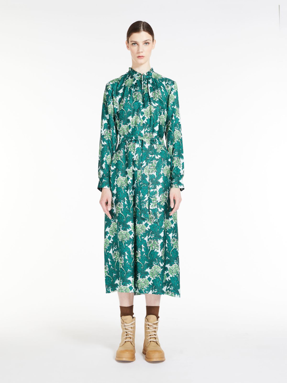 Silk-blend dress - GREEN - Max Mara - 4
