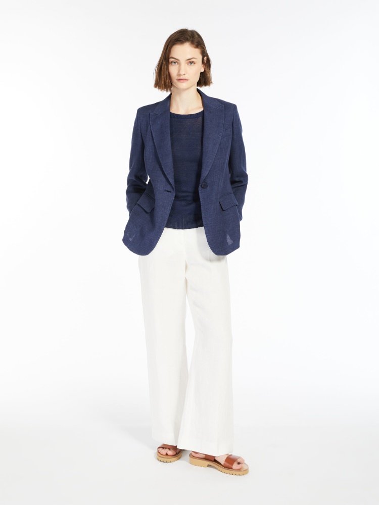 Linen knit jumper - NAVY - Max Mara