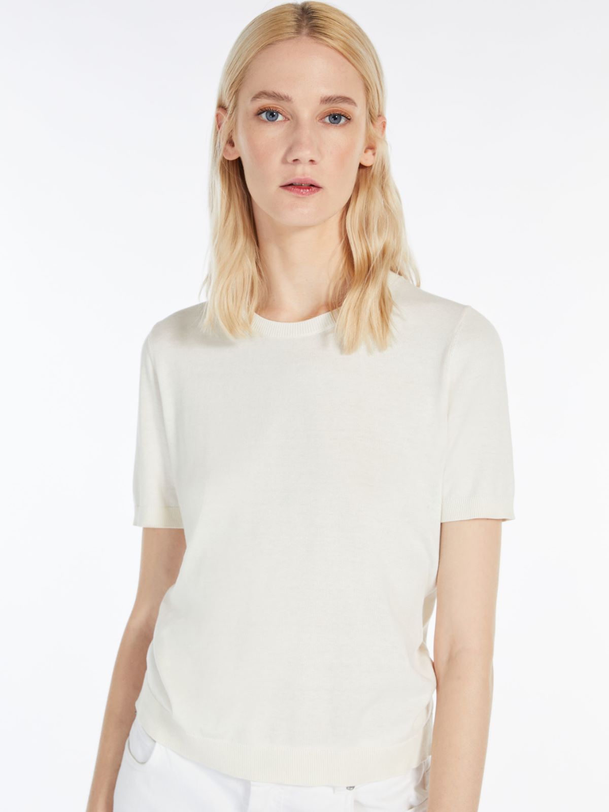 Silk-blend T-shirt - IVORY - Max Mara - 4