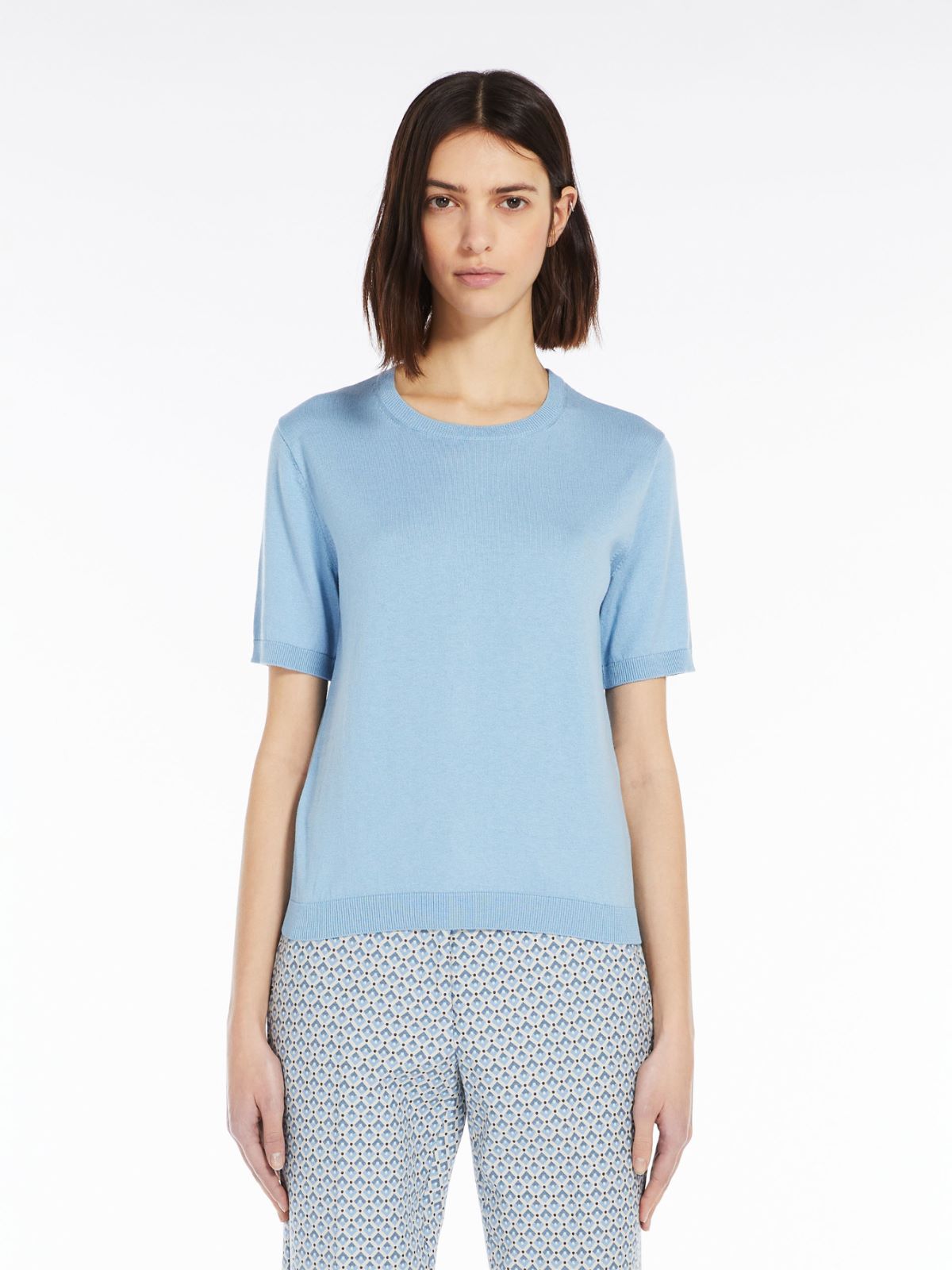 Silk-blend T-shirt - LIGHT BLUE - Max Mara - 2