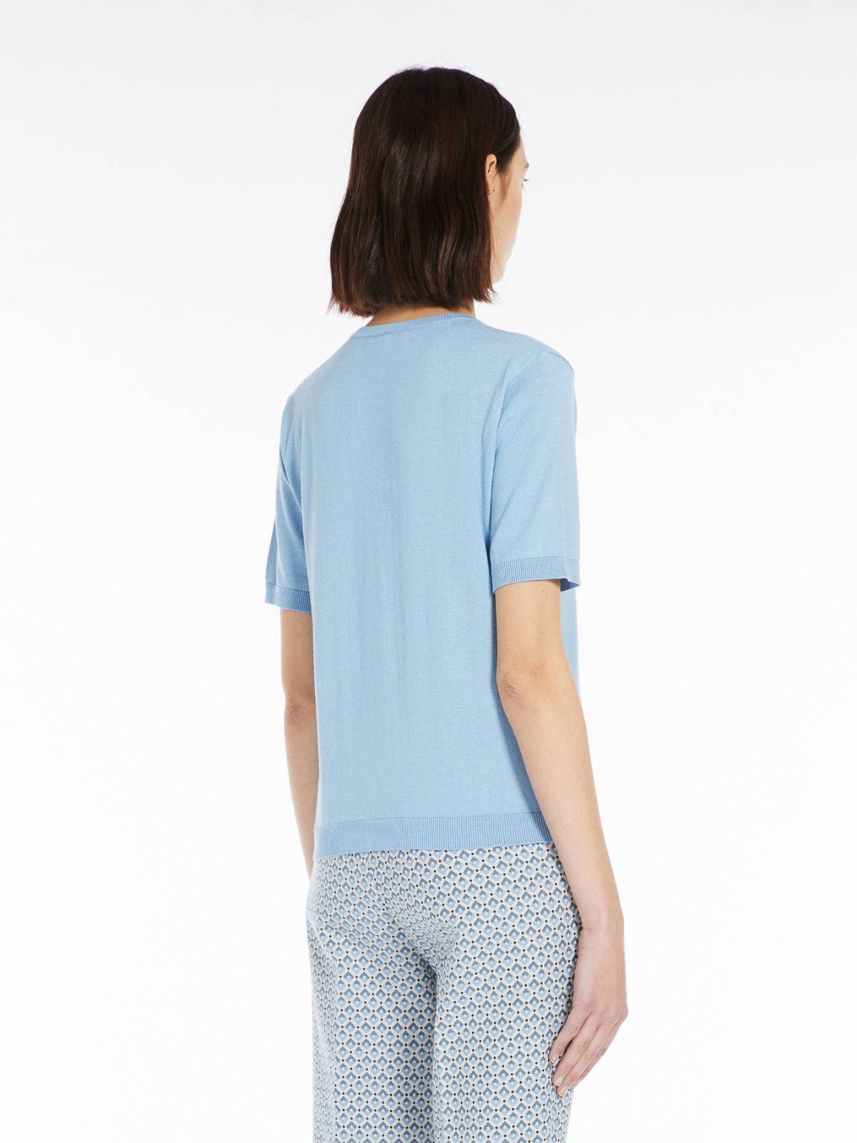 Silk-blend T-shirt - LIGHT BLUE - Max Mara - 3