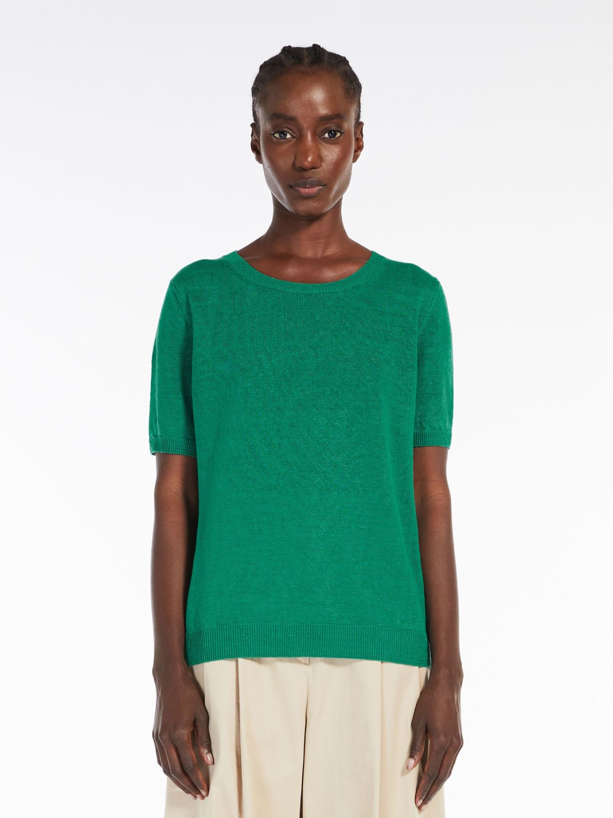 Linen knit T-shirt - GREEN - Max Mara - 2