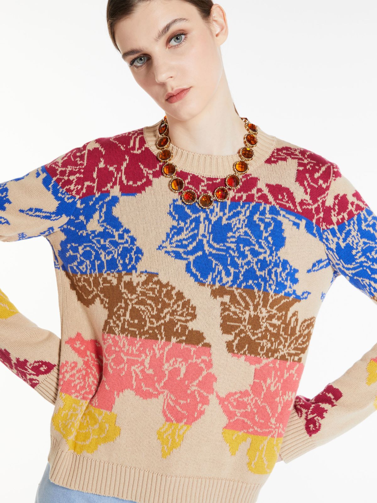 Jacquard cotton jumper - PINK - Max Mara - 4