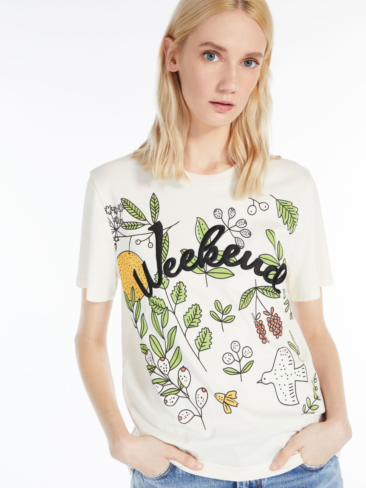 Printed jersey T-shirt - IVORY - Max Mara - 4
