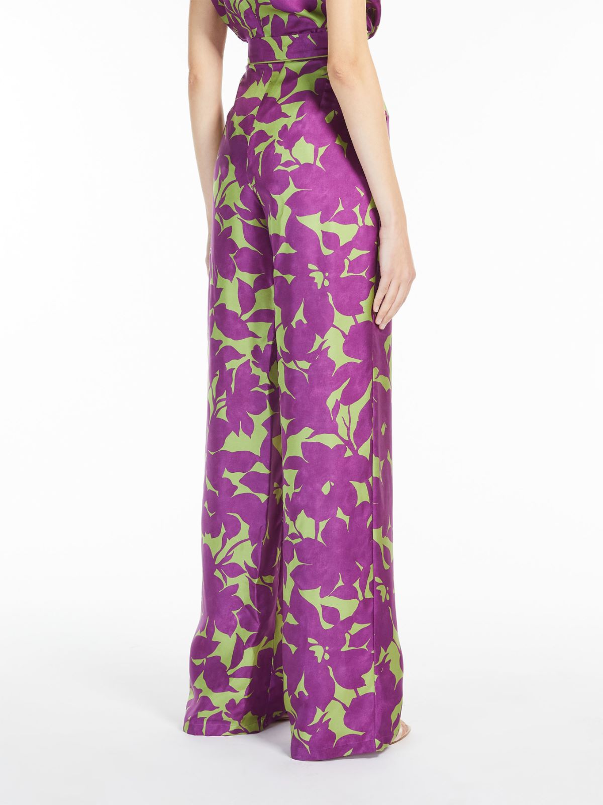 Silk palazzo trousers - PLUM - Max Mara - 3