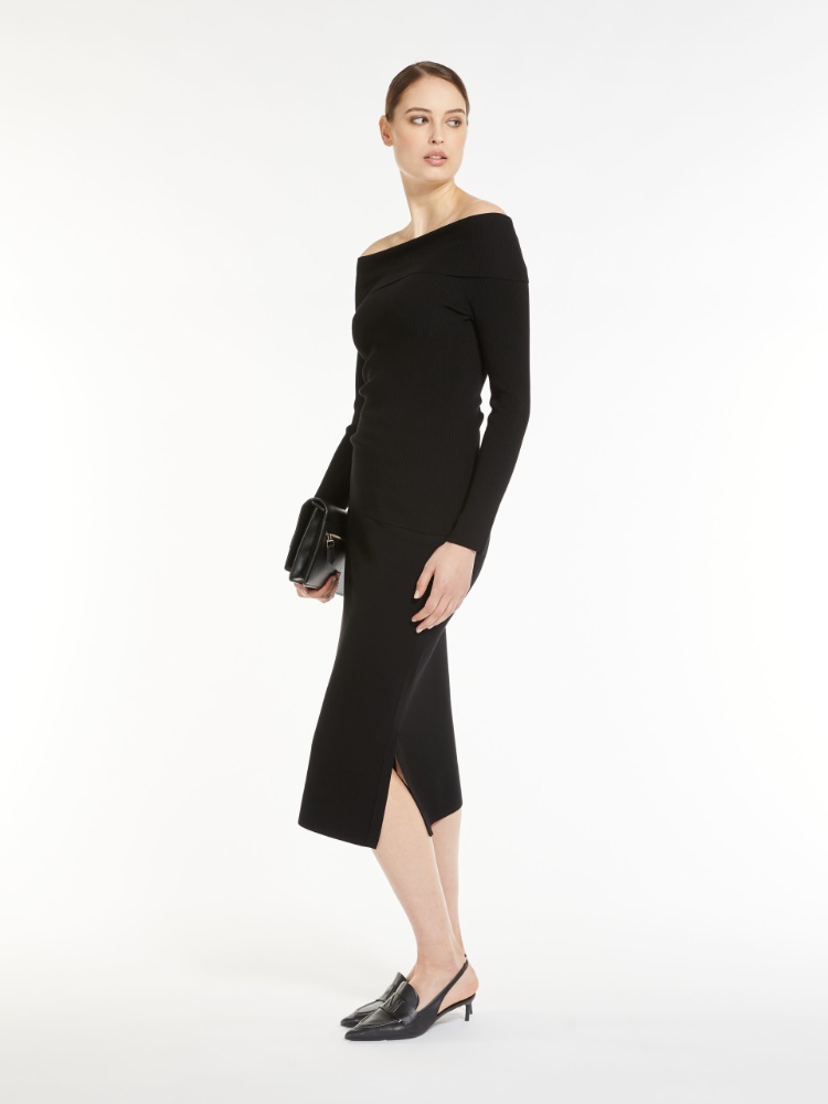 Viscose yarn skirt - BLACK - Max Mara