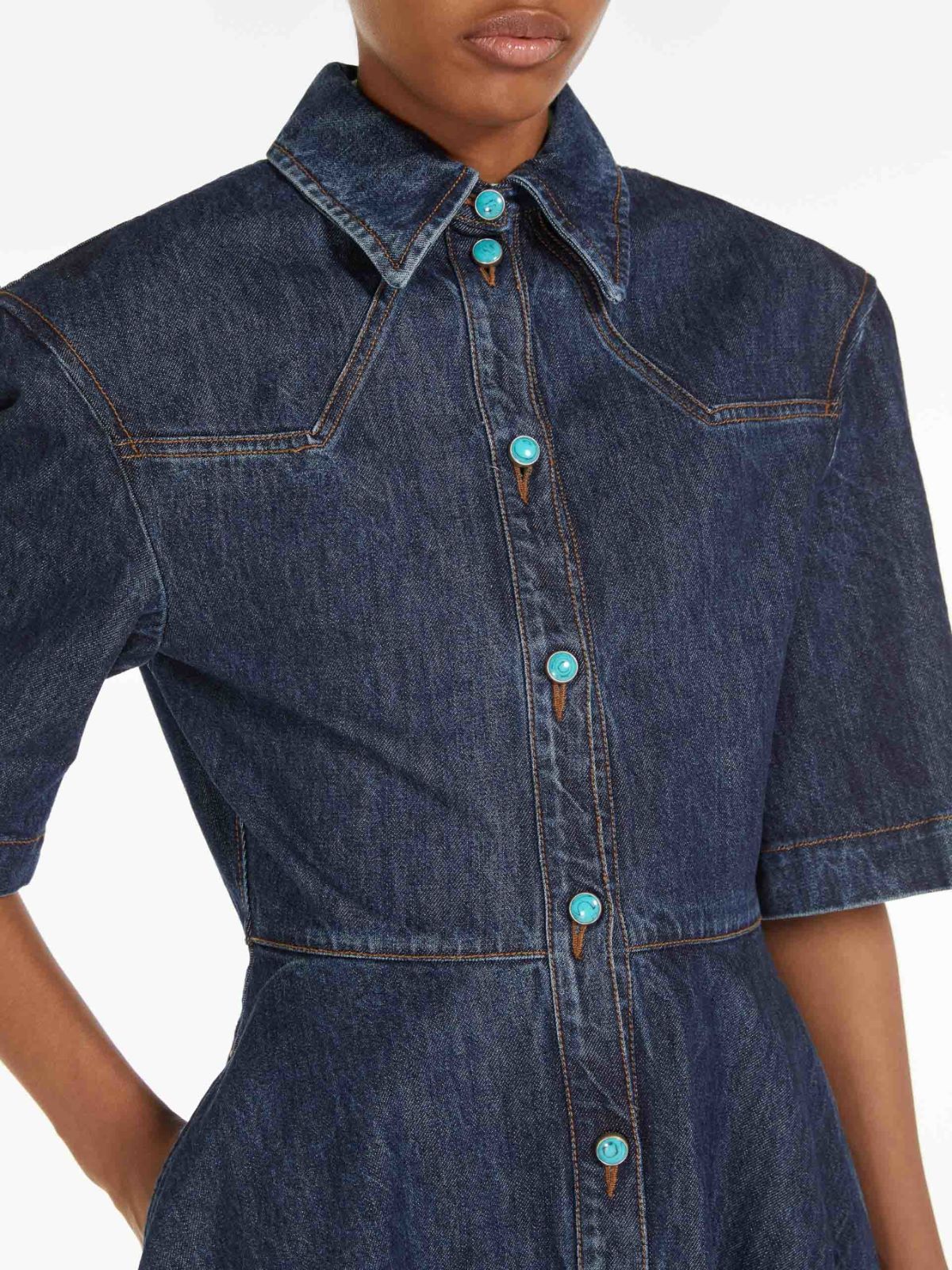 Short denim shirt dress - MIDNIGHTBLUE - Max Mara - 4