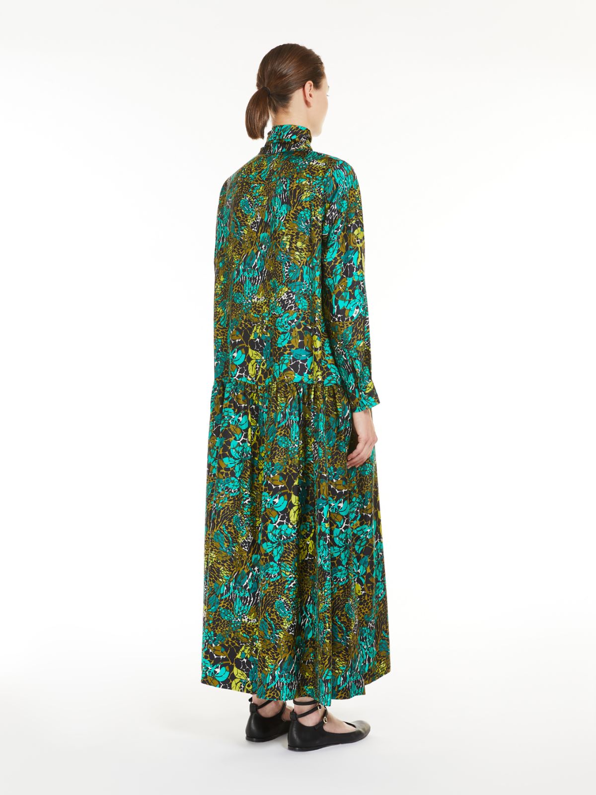Printed silk shirt dress - OLIVE GREEN - Max Mara - 3