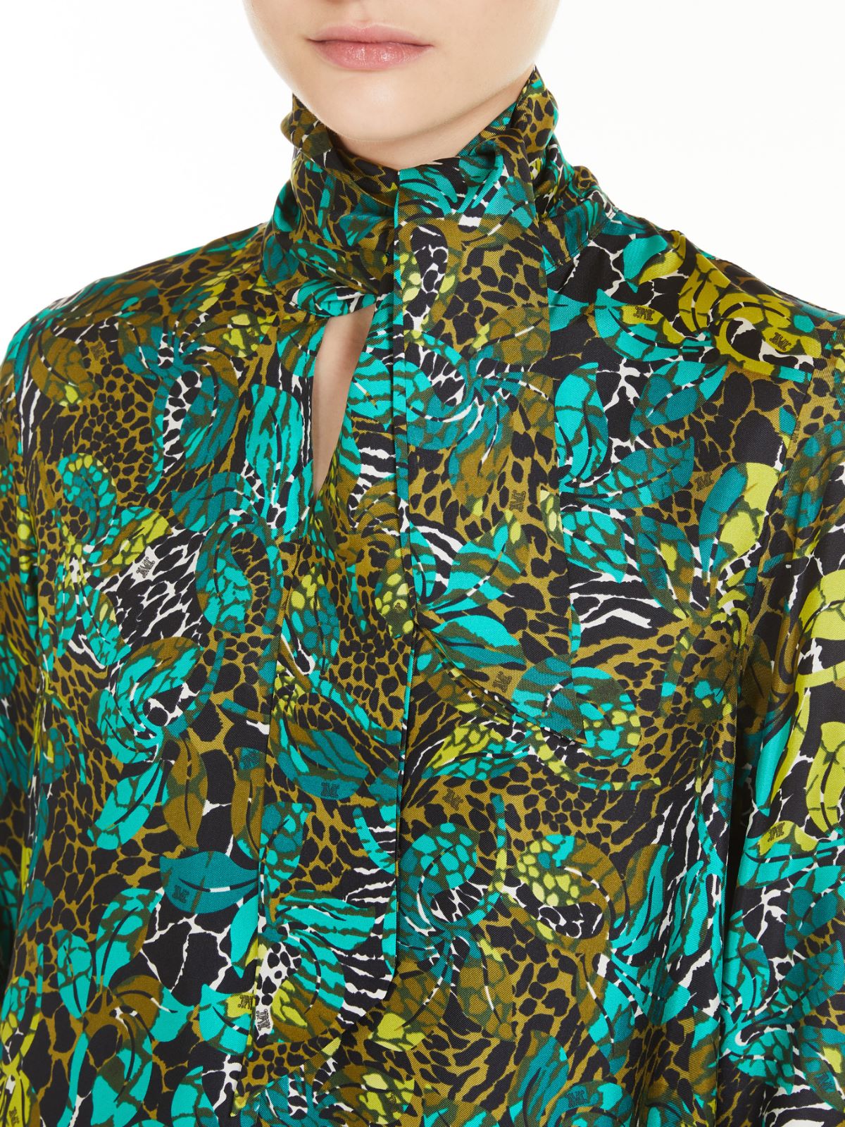 Printed silk shirt dress - OLIVE GREEN - Max Mara - 4