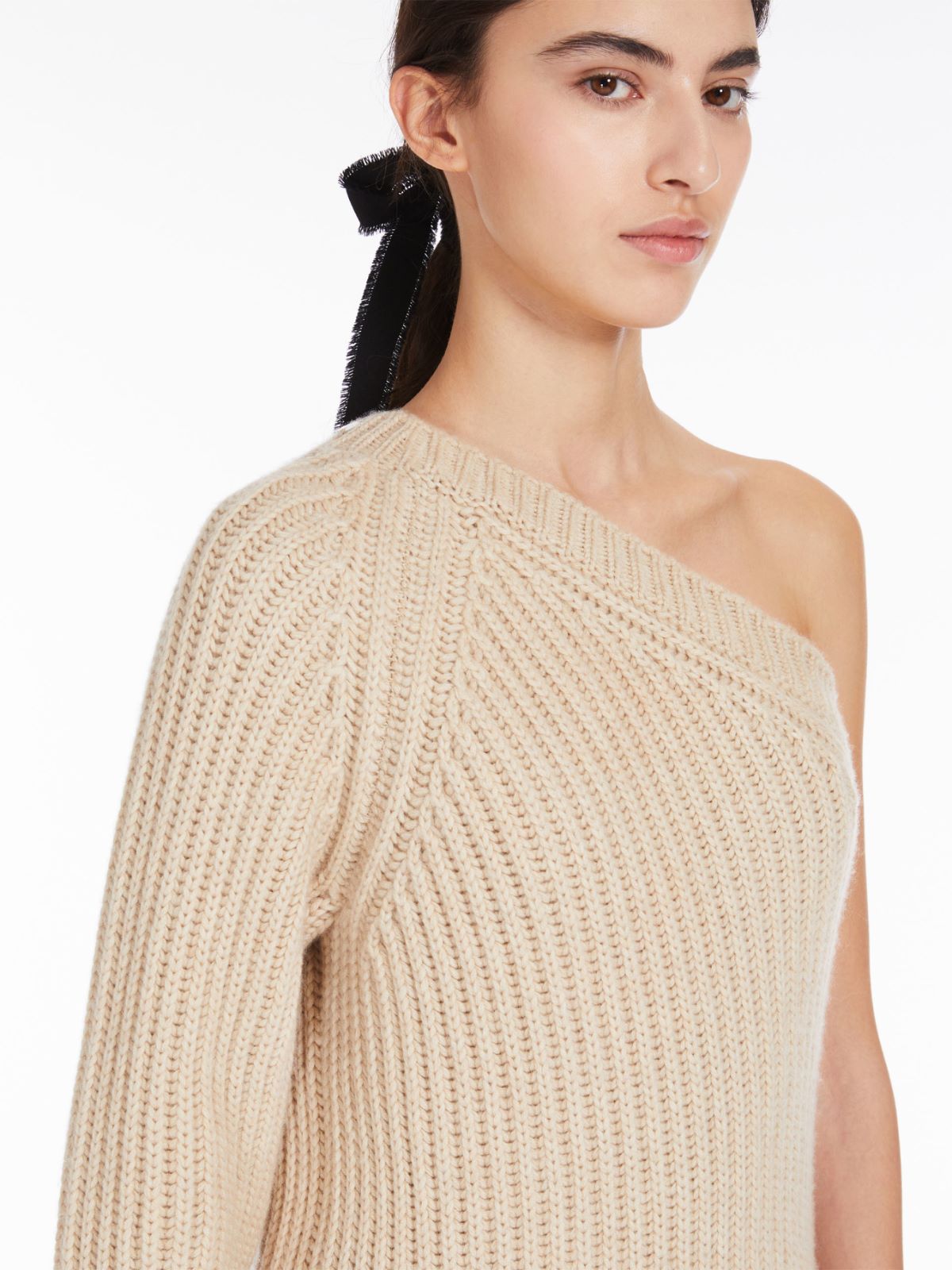 Ribbed wool and cashmere one-shoulder dress - HONEY - Max Mara - 4