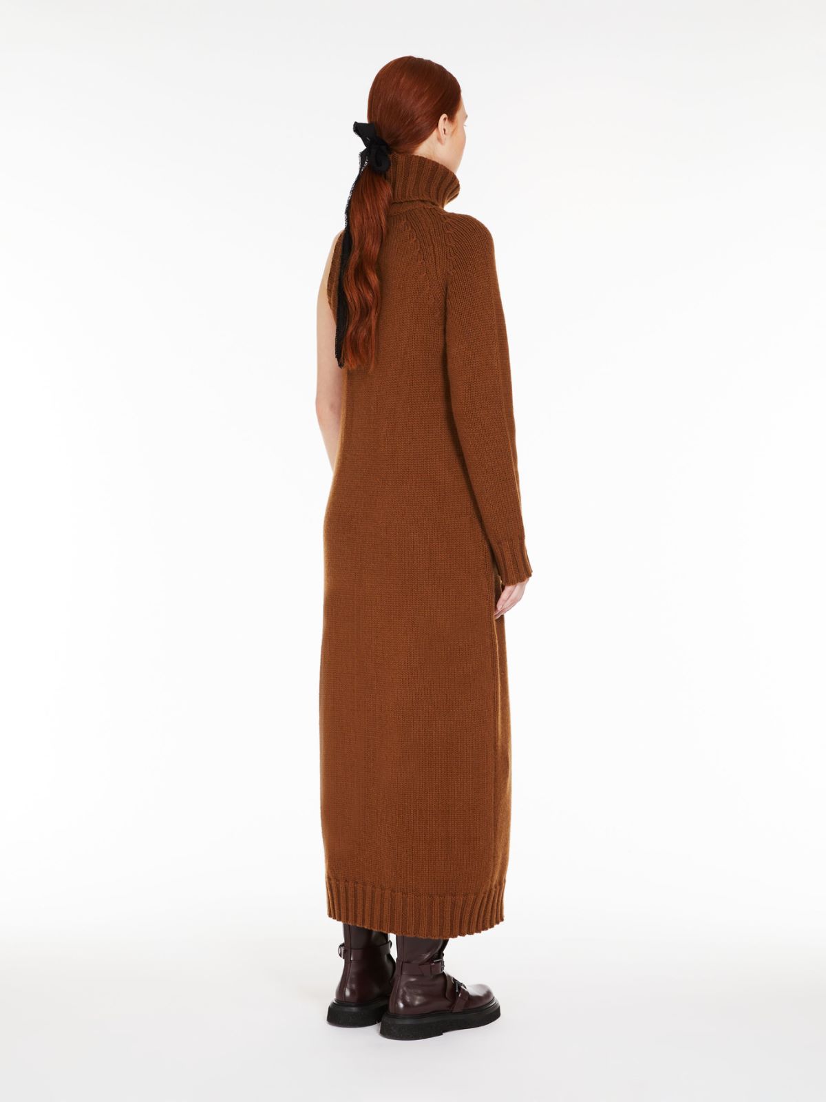 Wool and cashmere one-shoulder dress - TOBACCO - Max Mara - 3