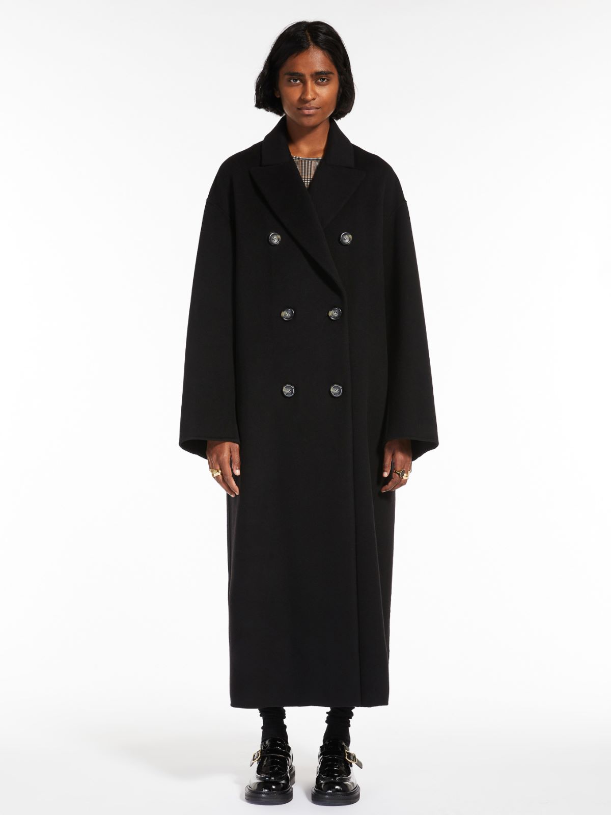 Double-breasted cashmere-blend coat - BLACK - Max Mara - 4
