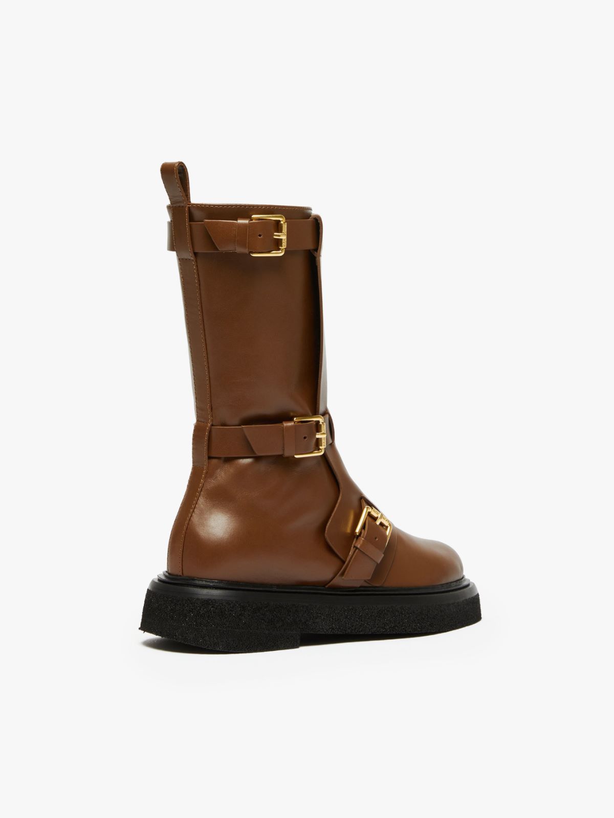 Leather biker boots with straps - TOBACCO - Max Mara - 3