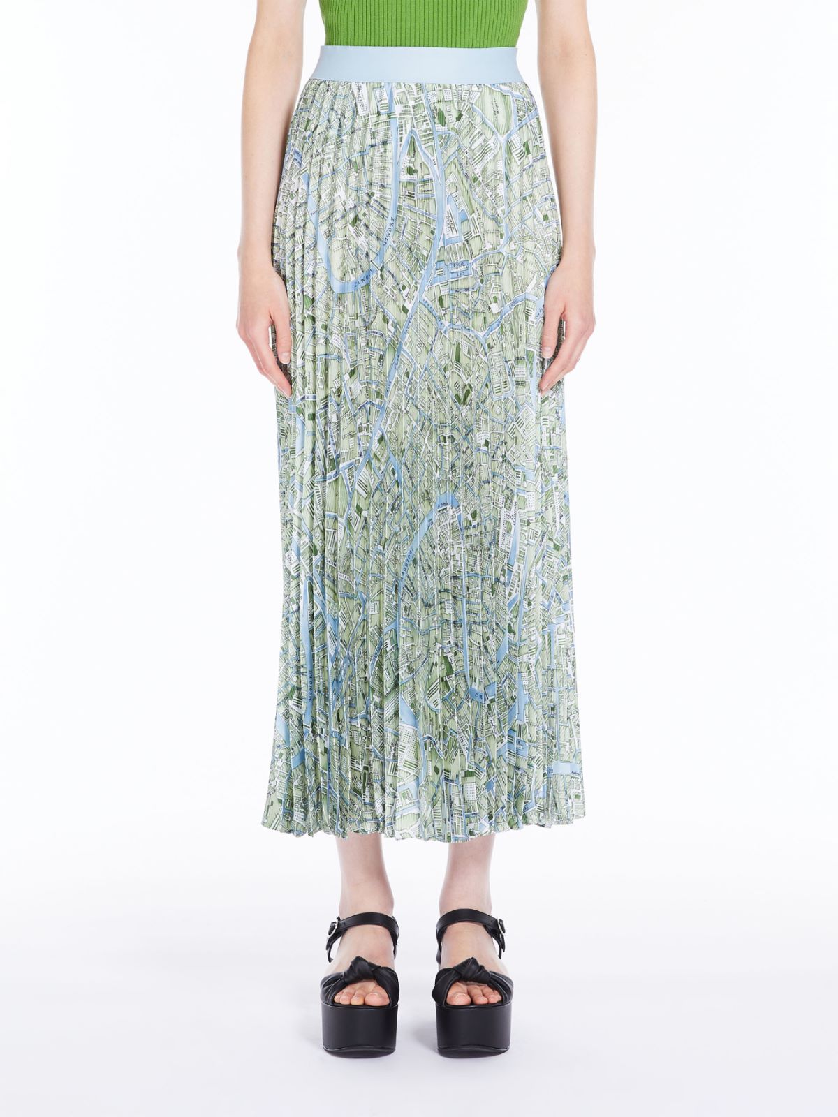 Pleated skirt in printed twill - GREEN - Max Mara - 2