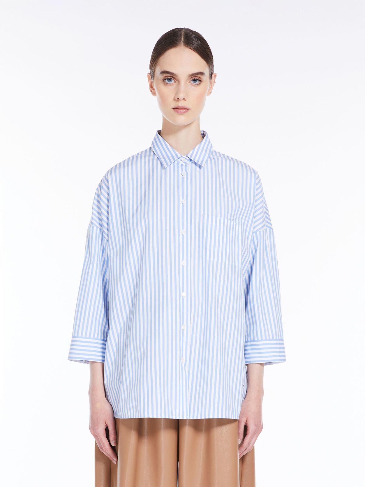 Loose shirt in striped poplin - LIGHT BLUE - Max Mara - 2