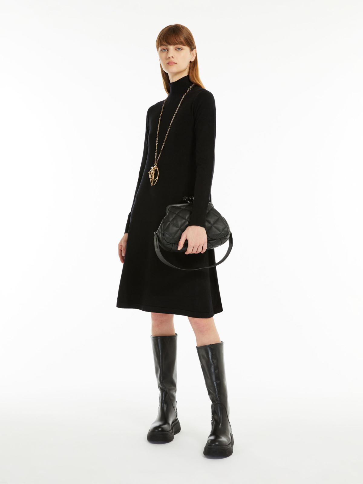 マックスマーラ】 Maxmara ジョーゼットラップワンピ 36黒 冠婚葬祭