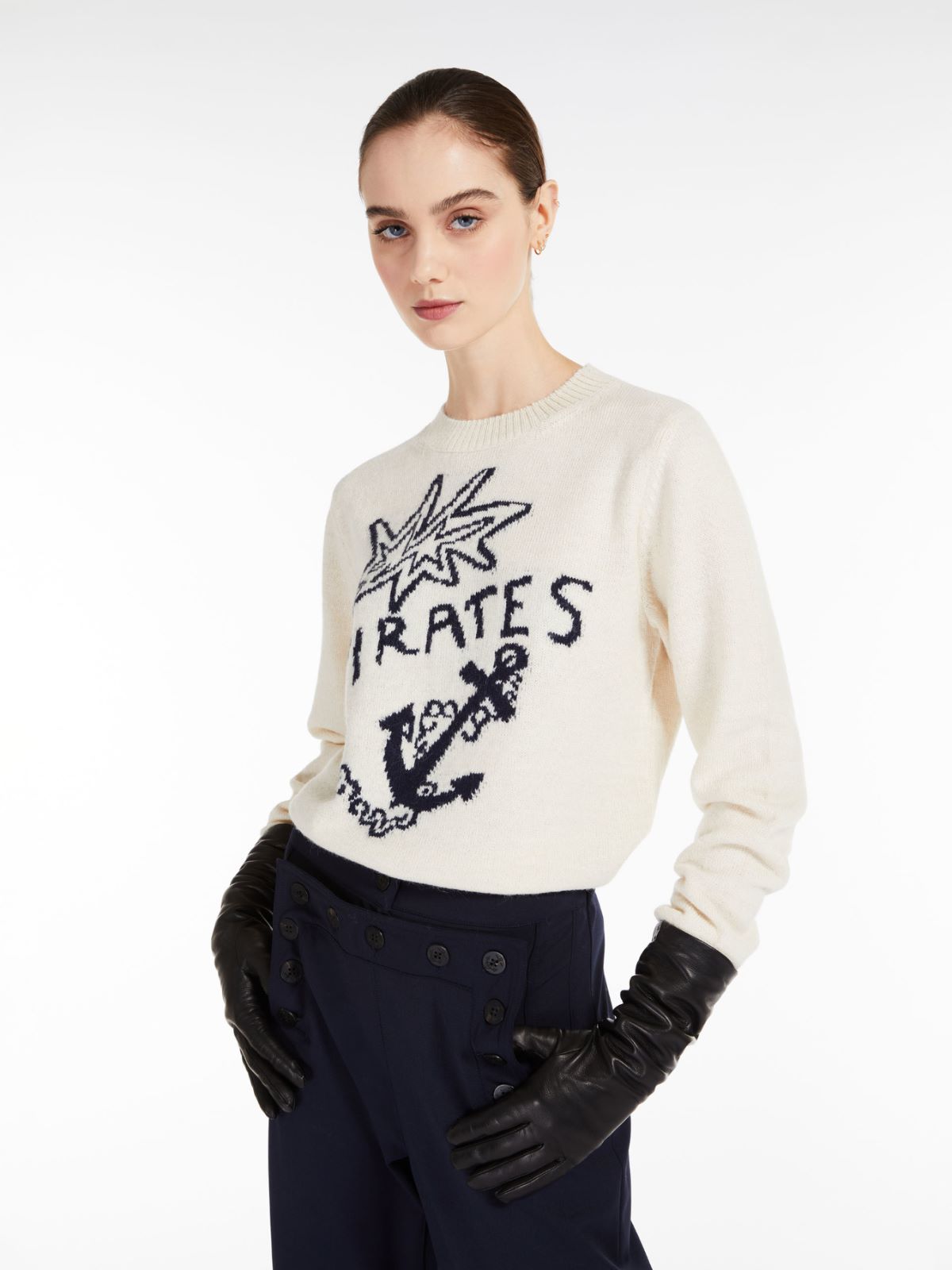 Alpaca and wool yarn sweater - WHITE - Max Mara - 4