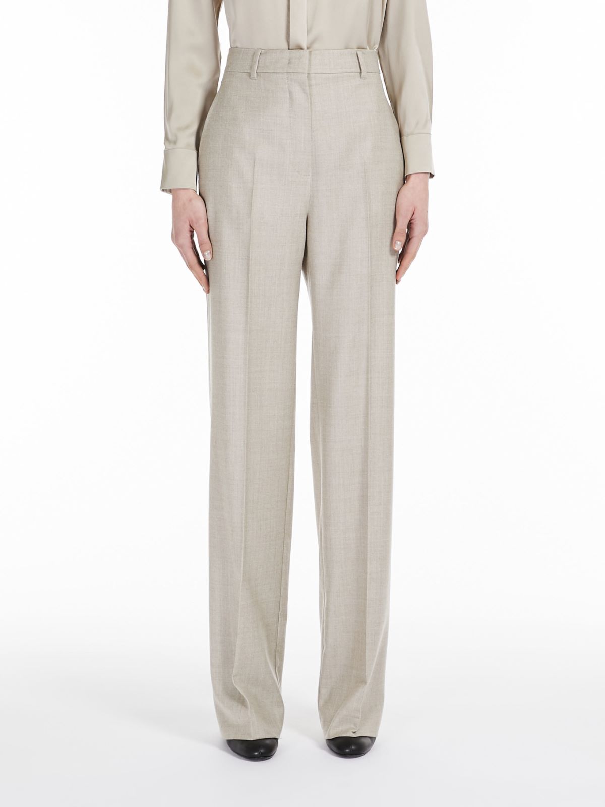 Wool flannel trousers - BEIGE - Max Mara - 2