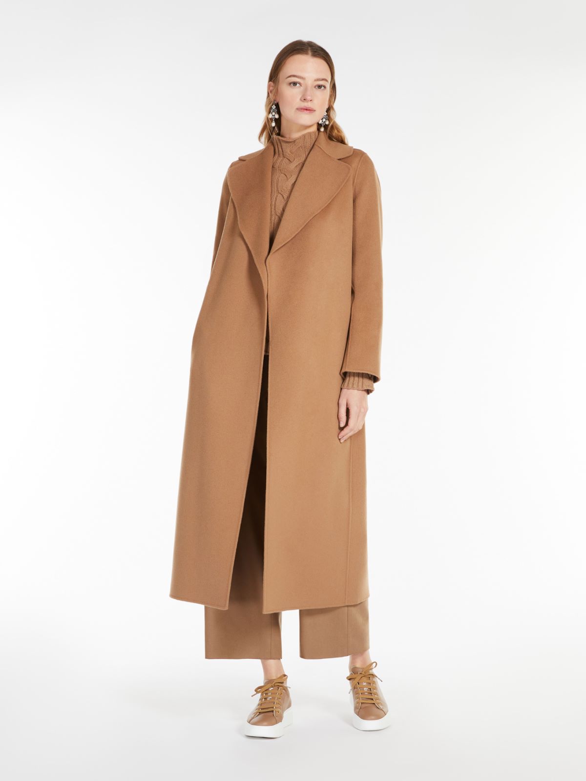 即決コメントなし購入歓迎です◎美品✨ MaxMara ガウンウールコート 40 キャメル ロング丈 Aライン