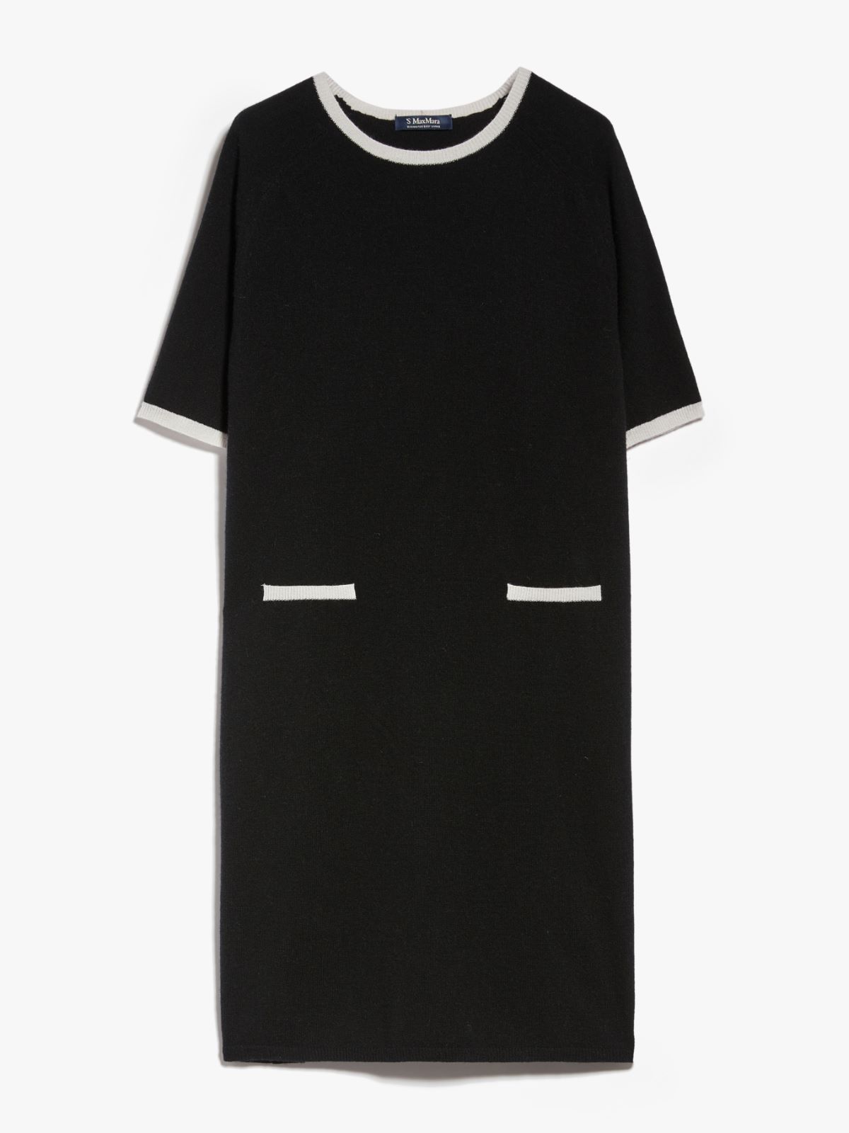 Flared wool and cashmere dress, black | 