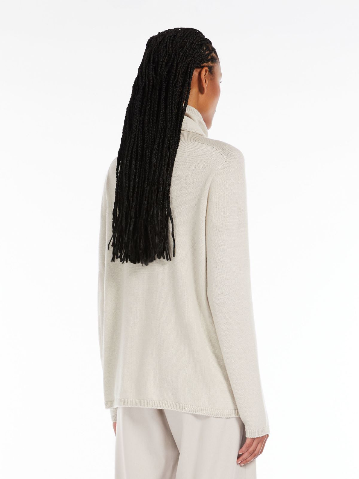Scarf-detail wool polo-neck sweater - ECRU - Max Mara - 3