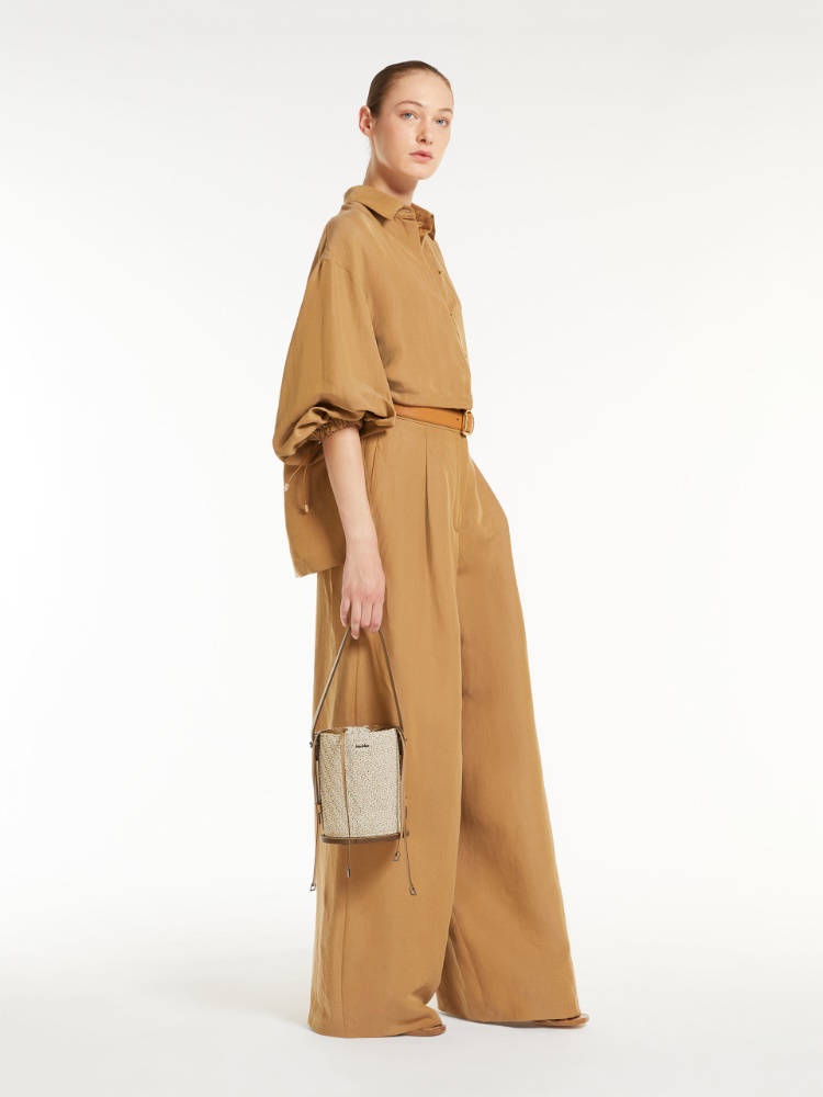 Oversized shirt in linen and silk, clay | 